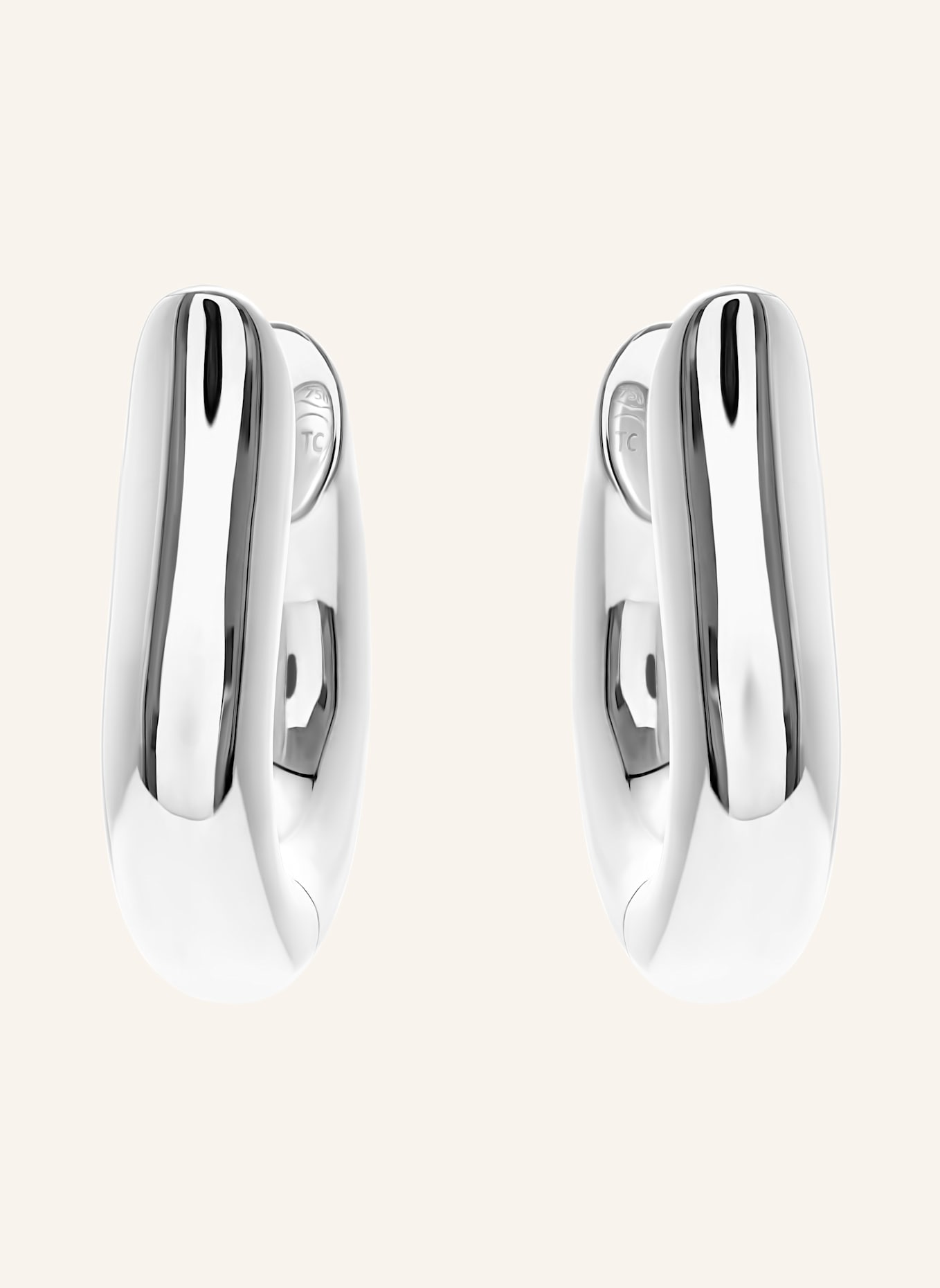 TAMARA COMOLLI Ohrstecker SIGNATURE OHRSTECKER HOOP MEDIUM 18K Weißgold: WEISSGOLD