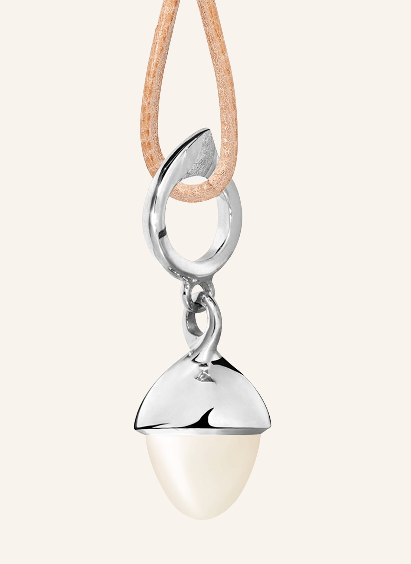 TAMARA COMOLLI Anhänger PENDANT MIKADO FLAMENCO MOONSTONE SAND/WHITE aus 18 Karat Weißgold mit sandfarbenem Mondstein: WEISSGOLD