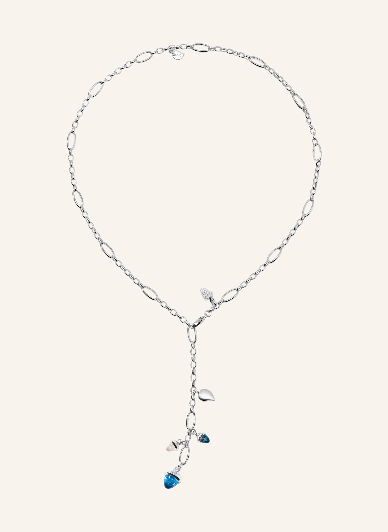 TAMARA COMOLLI Halskette NECKLACE MIKADO DELICATE 51 CM 'OCEAN' WITH DIAMOND PAVÉ 18K Weißgold: WEISSGOLD