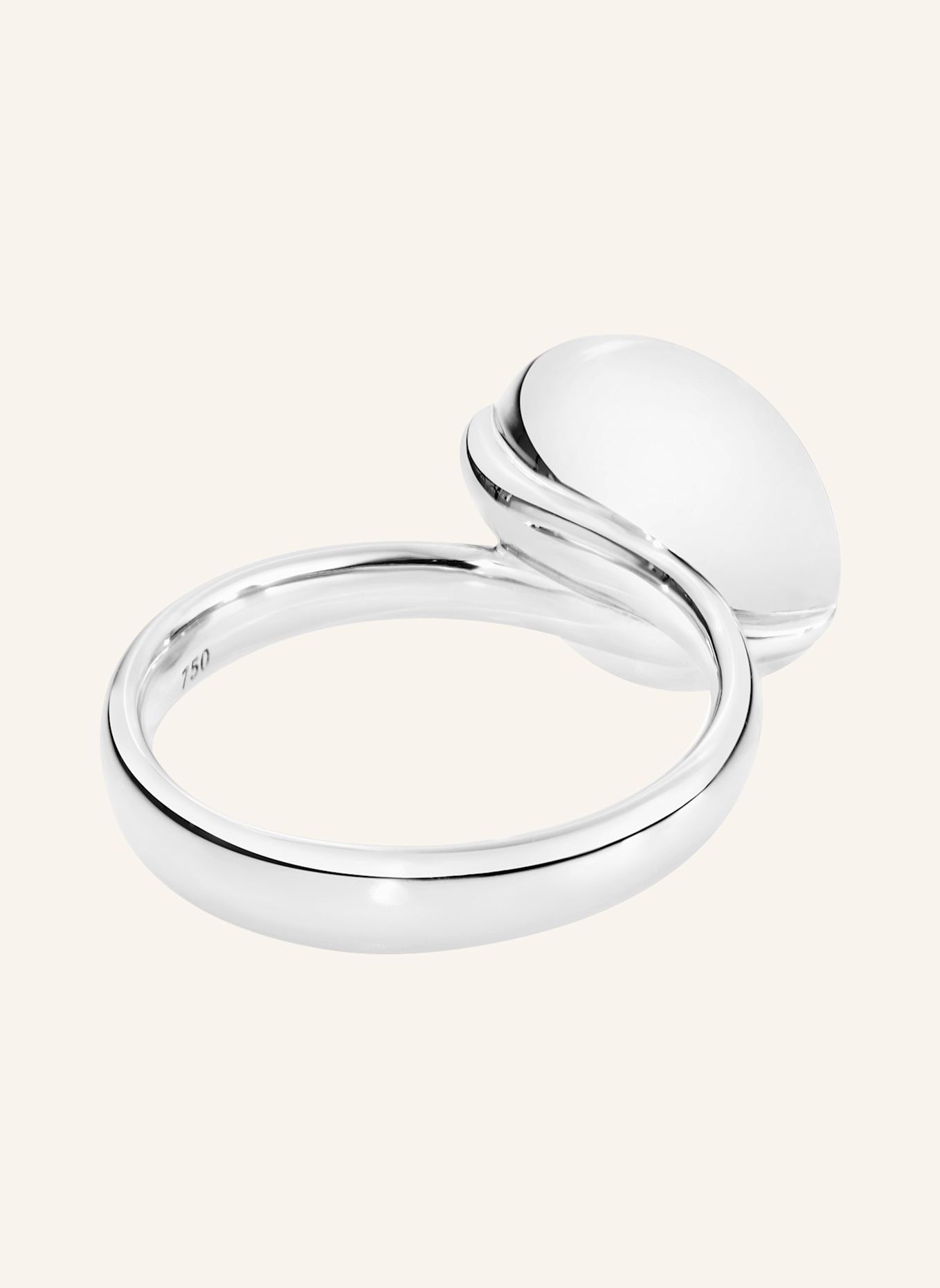 TAMARA COMOLLI Ring RING BOUTON LARGE MOONSTONE GREY aus 18K Weißgold mit grauer Mondstein: WEISSGOLD