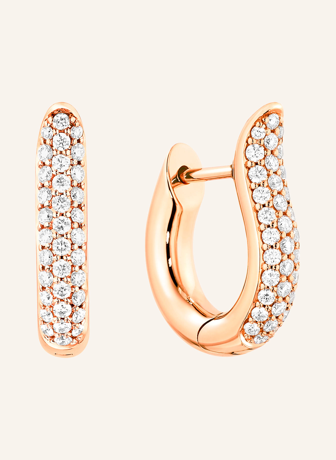 TAMARA COMOLLI Ohrstecker SIGNATURE OHRSTECKER HOOP SMALL DIAMOND PAVÉ 18K Roségold: ROSÉGOLD