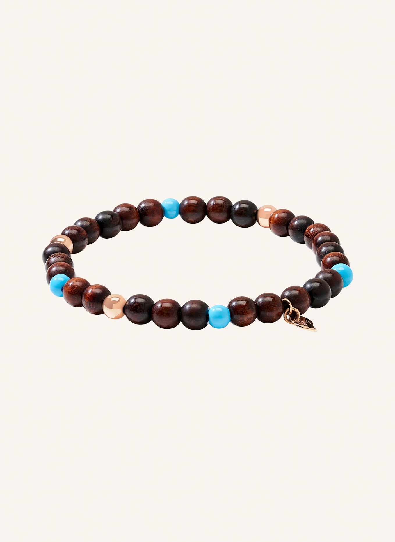 TAMARA COMOLLI Armband BRACELET INDIA SNAKEWOOD WITH TURQUOISE BEADS, ONE ROW, MEDIUM Snakewood Türkis 18K Roségold: ROSÉGOLD