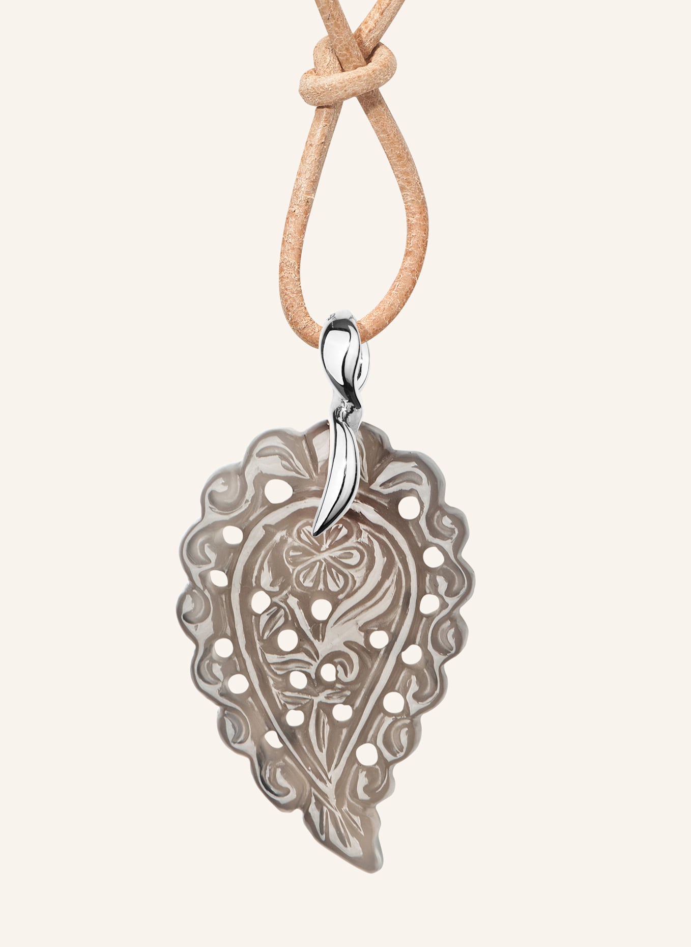 TAMARA COMOLLI Anhänger PENDANT INDIA SMALL GREY CHALCEDONY Grauer Chalcedon 18K Weißgold: WEISSGOLD