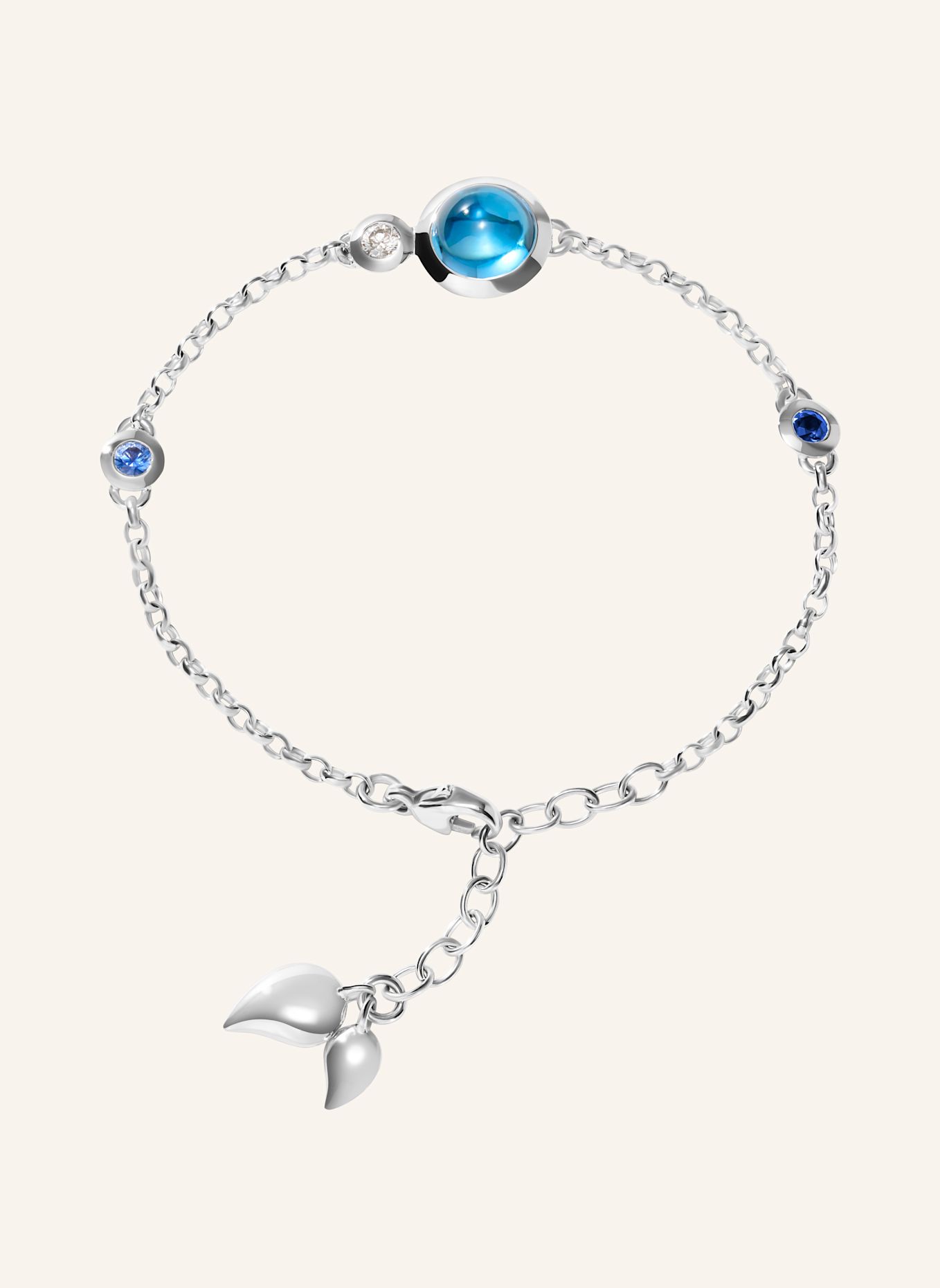 TAMARA COMOLLI Armband BRACELET BOUTON MINI CHAIN 'OCEAN' - SMALL/MEDIUM 18K Weißgold: WEISSGOLD
