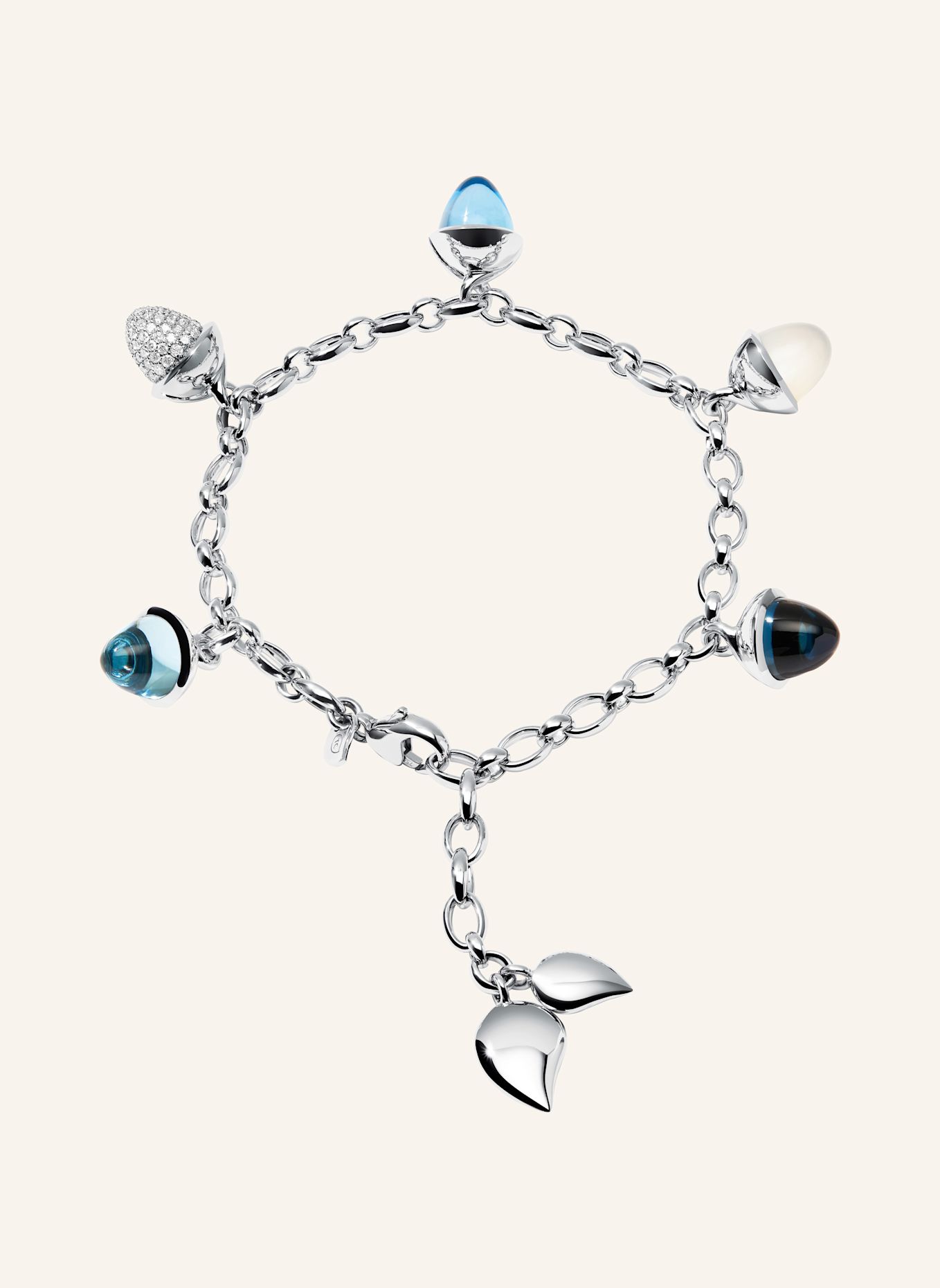 TAMARA COMOLLI Armband BRACELET MIKADO FLAMENCO CHARM 'OCEAN' WITH DIAMOND PAVÉ Ocean mit Diamond Pavé: WEISSGOLD