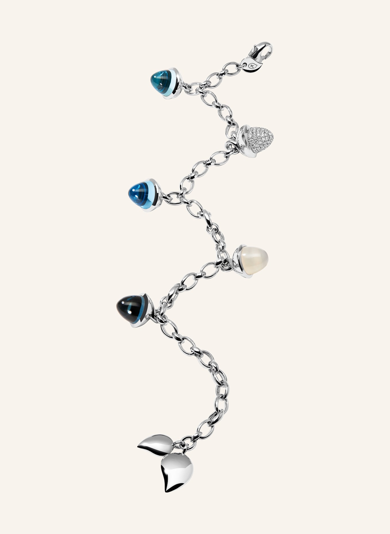 TAMARA COMOLLI Armband BRACELET MIKADO FLAMENCO CHARM 'OCEAN' WITH DIAMOND PAVÉ Ocean mit Diamond Pavé: WEISSGOLD