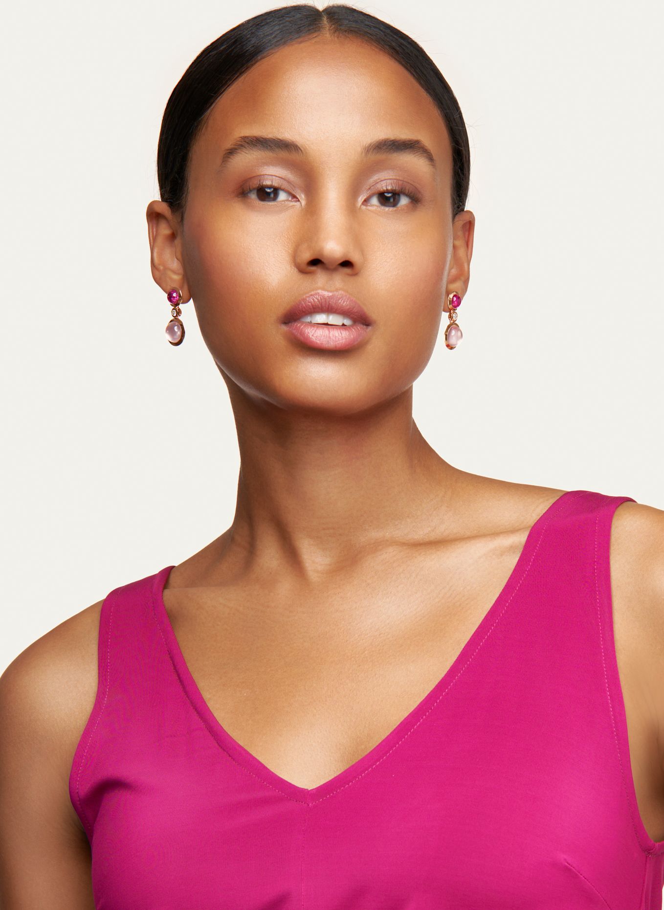 TAMARA COMOLLI Ohrhänger OHRHÄNGER BOUTON 2 CABOCHONS 'BLUSH' / CLASSIC 18K Roségold: ROSÉGOLD