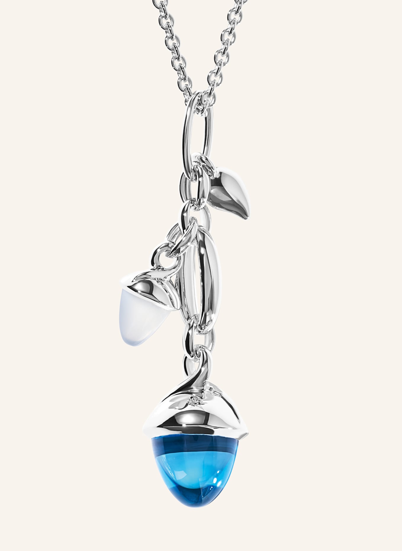 TAMARA COMOLLI Ohrhänger OHRHÄNGER MIKADO DANGLING 2 ACORNS - 'OCEAN' 18K Weißgold: WEISSGOLD