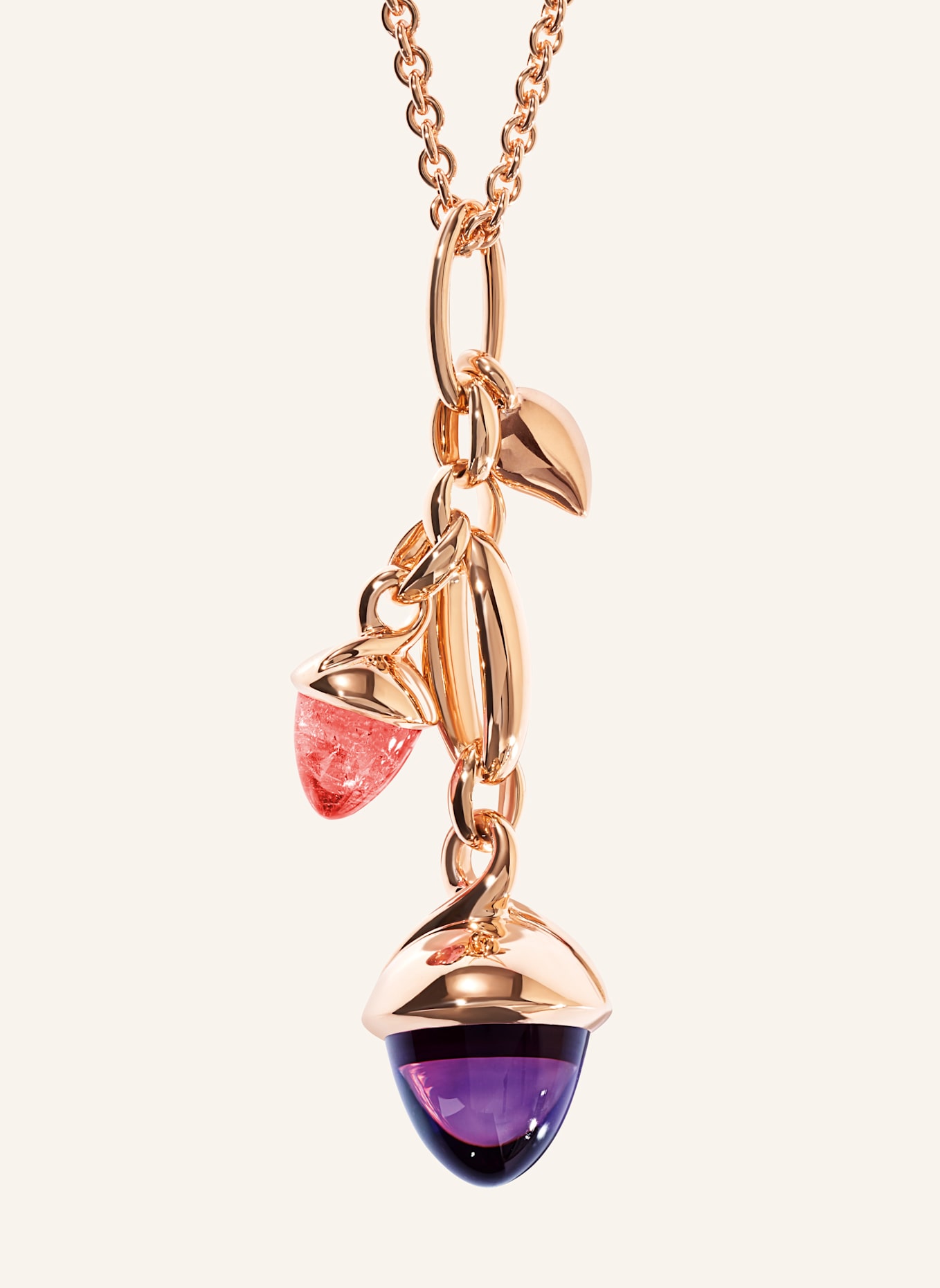 TAMARA COMOLLI Ohrhänger OHRHÄNGER MIKADO DANGLING 2 ACORNS - 'WILDBERRY' 18K Roségold: ROSÉGOLD