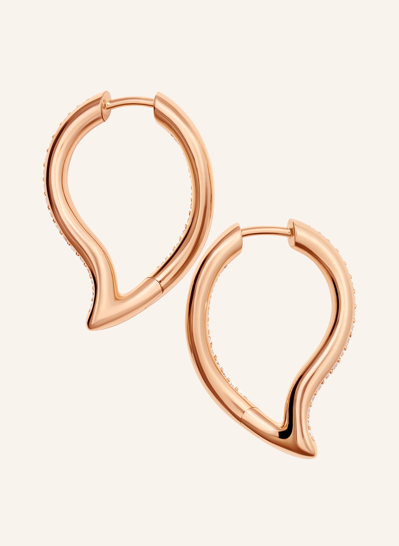 TAMARA COMOLLI Ohrhänger OHRHÄNGER SIGNATURE HOOP TWISTED DROP MIT DIAMOND PAVÉ 18K Roségold: ROSÉGOLD