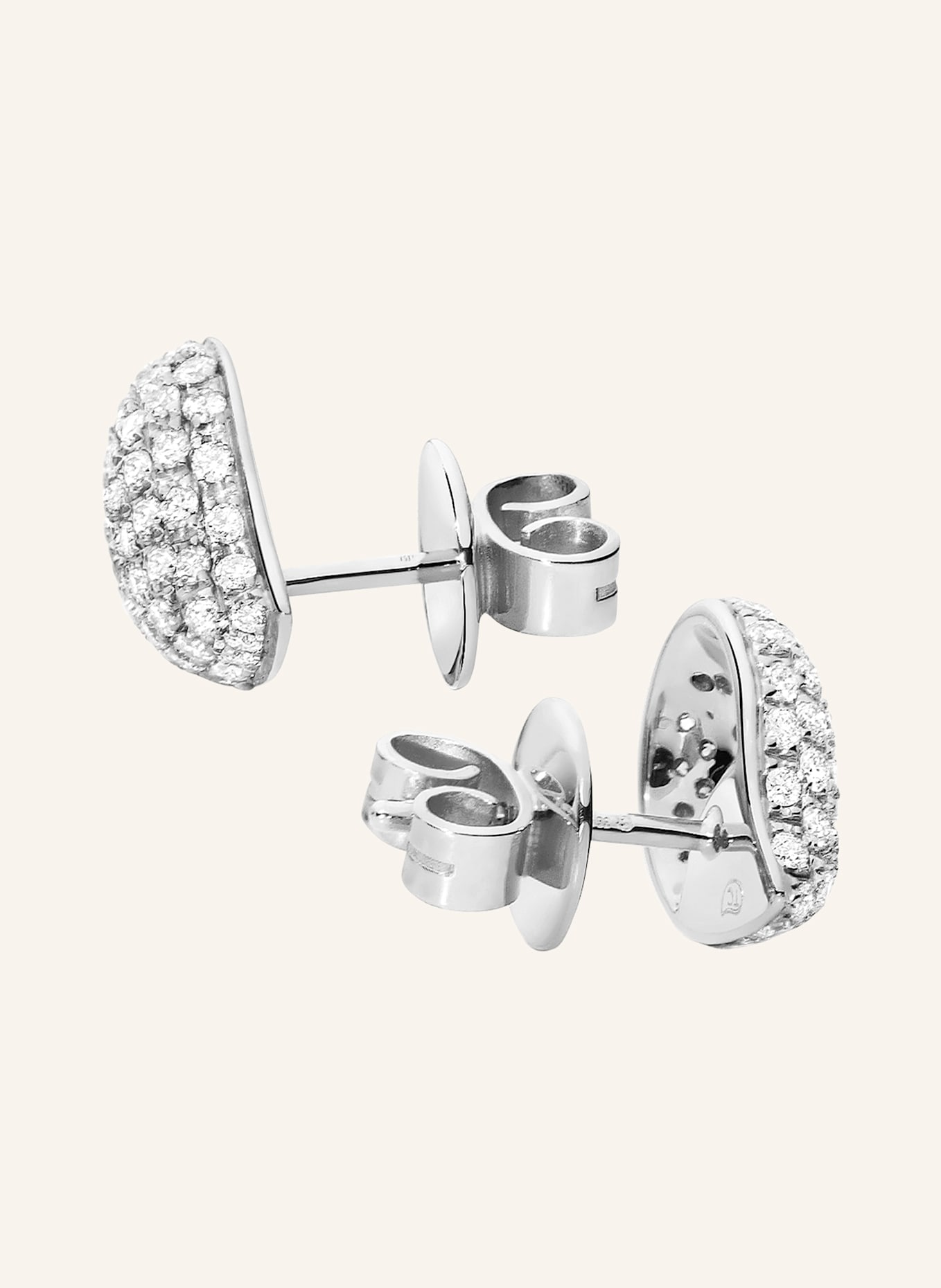 TAMARA COMOLLI Ohrstecker OHRSTECKER SIGNATURE STUD SMALL DIAMOND PAVÉ mit Diamant Pavé 18K Weißgold: WEISSGOLD