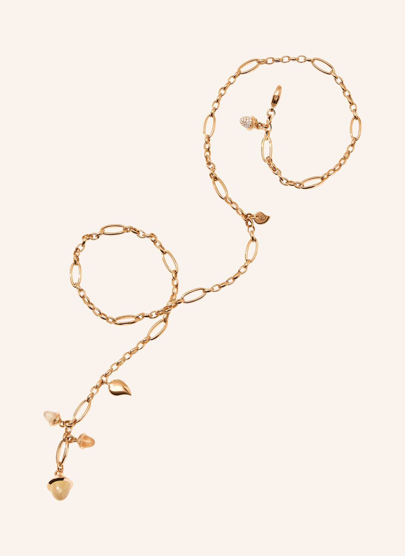 TAMARA COMOLLI Halskette NECKLACE MIKADO DELICATE 51 CM 'CAMEL' WITH DIAMOND PAVÉ Camel mit Diamant Pavé: ROSÉGOLD