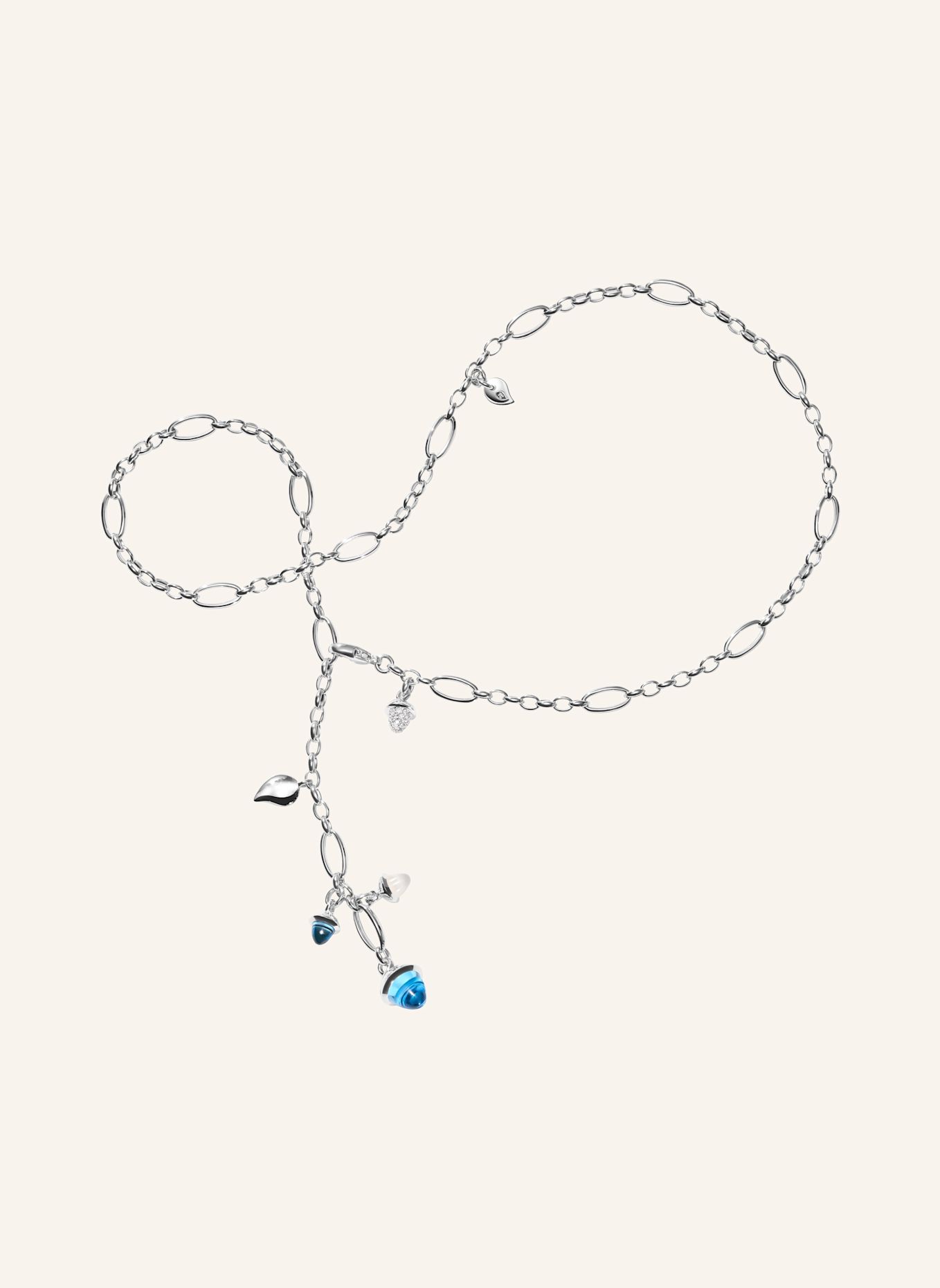 TAMARA COMOLLI Halskette NECKLACE MIKADO DELICATE 51 CM 'OCEAN' WITH DIAMOND PAVÉ 18K Weißgold: WEISSGOLD