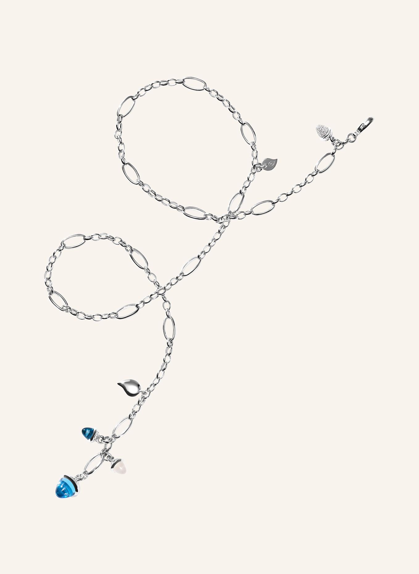 TAMARA COMOLLI Halskette NECKLACE MIKADO DELICATE 51 CM 'OCEAN' WITH DIAMOND PAVÉ 18K Weißgold: WEISSGOLD