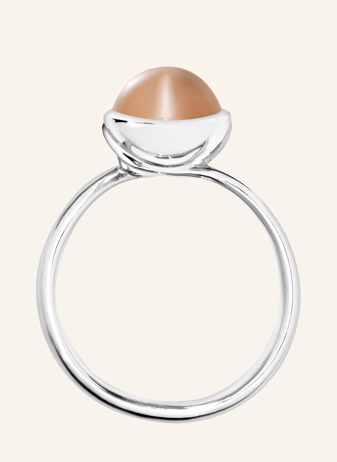 TAMARA COMOLLI Ring RING BOUTON SMALL MOONSTONE BROWN aus 18K Weißgold mit Brauner Mondstein: WEISSGOLD