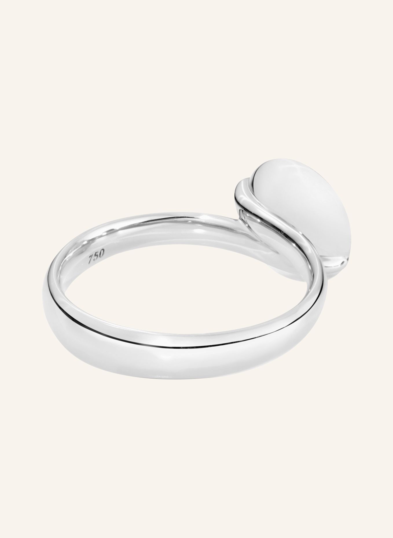 TAMARA COMOLLI Ring RING BOUTON SMALL MOONSTONE BROWN aus 18K Weißgold mit Brauner Mondstein: WEISSGOLD