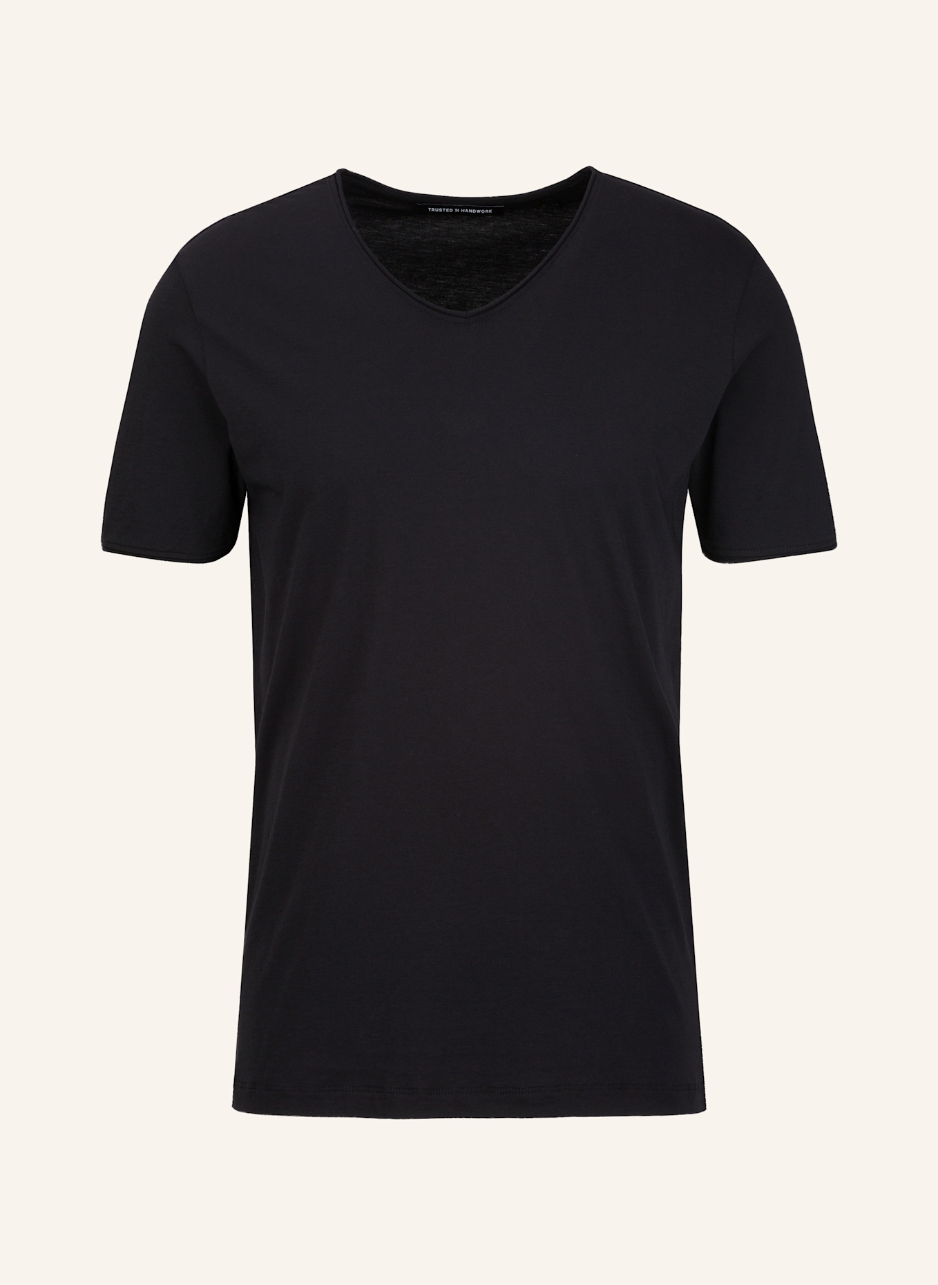 TRUSTED HANDWORK V Neck 1/2-Sleeve T-Shirt with Roll Edge, Farbe: SCHWARZ (Bild 1)