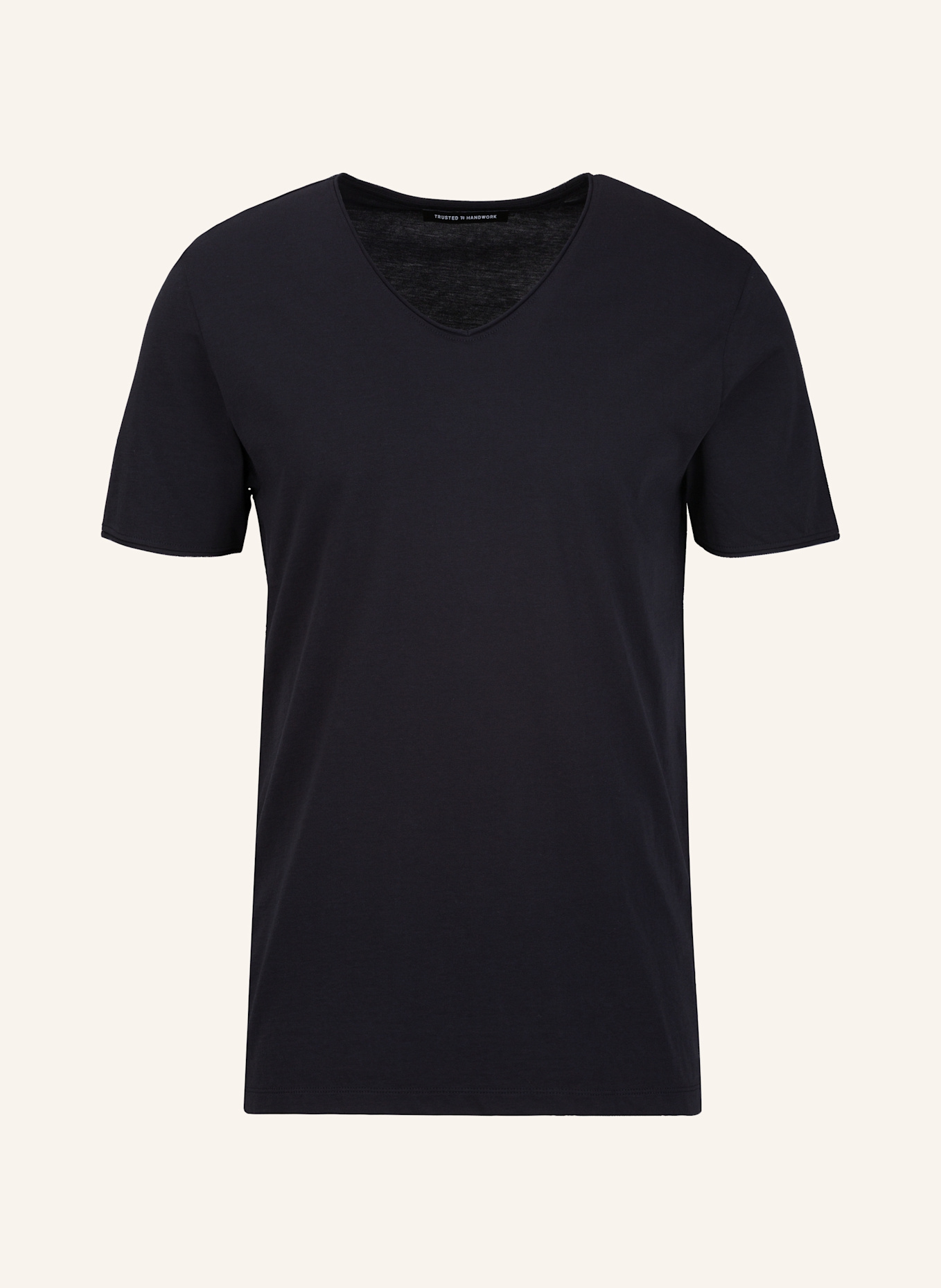 TRUSTED HANDWORK V Neck 1/2-Sleeve T-Shirt with Roll Edge, Farbe: BLAU (Bild 1)