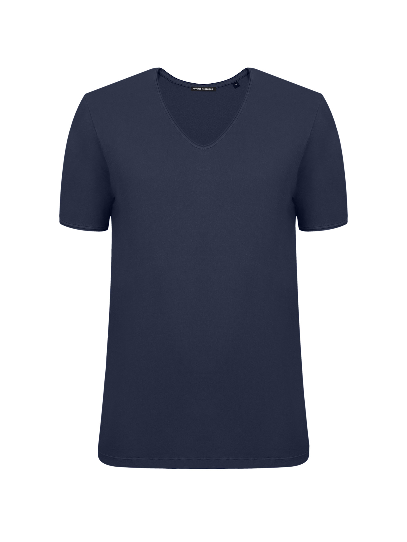 TRUSTED HANDWORK V Neck 1/2-Sleeve T-Shirt with Roll Edge, Farbe: BLAU (Bild 3)