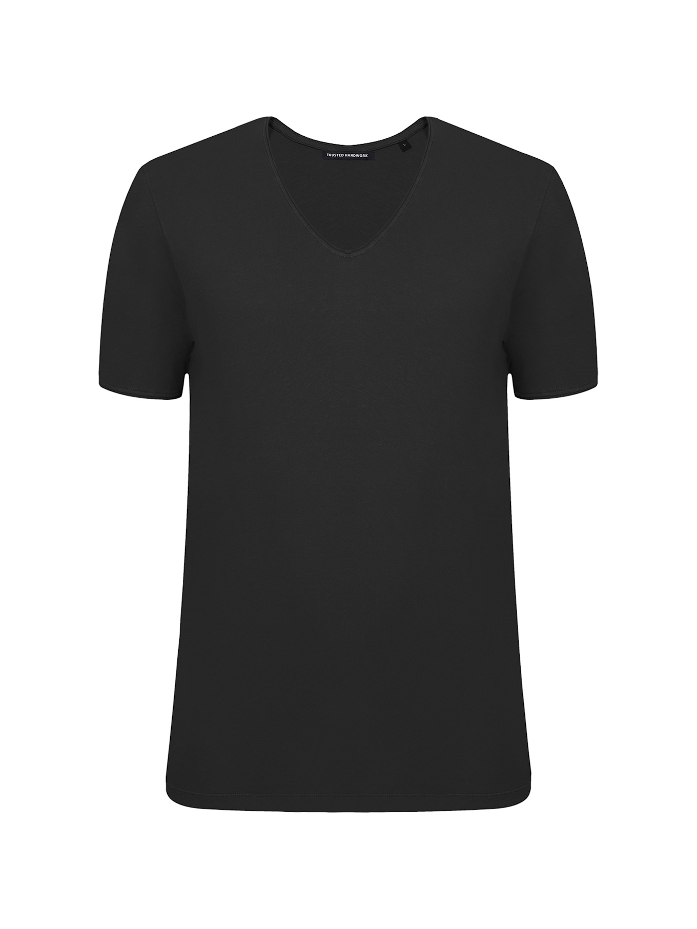 TRUSTED HANDWORK V Neck 1/2-Sleeve T-Shirt with Roll Edge, Farbe: SCHWARZ (Bild 3)