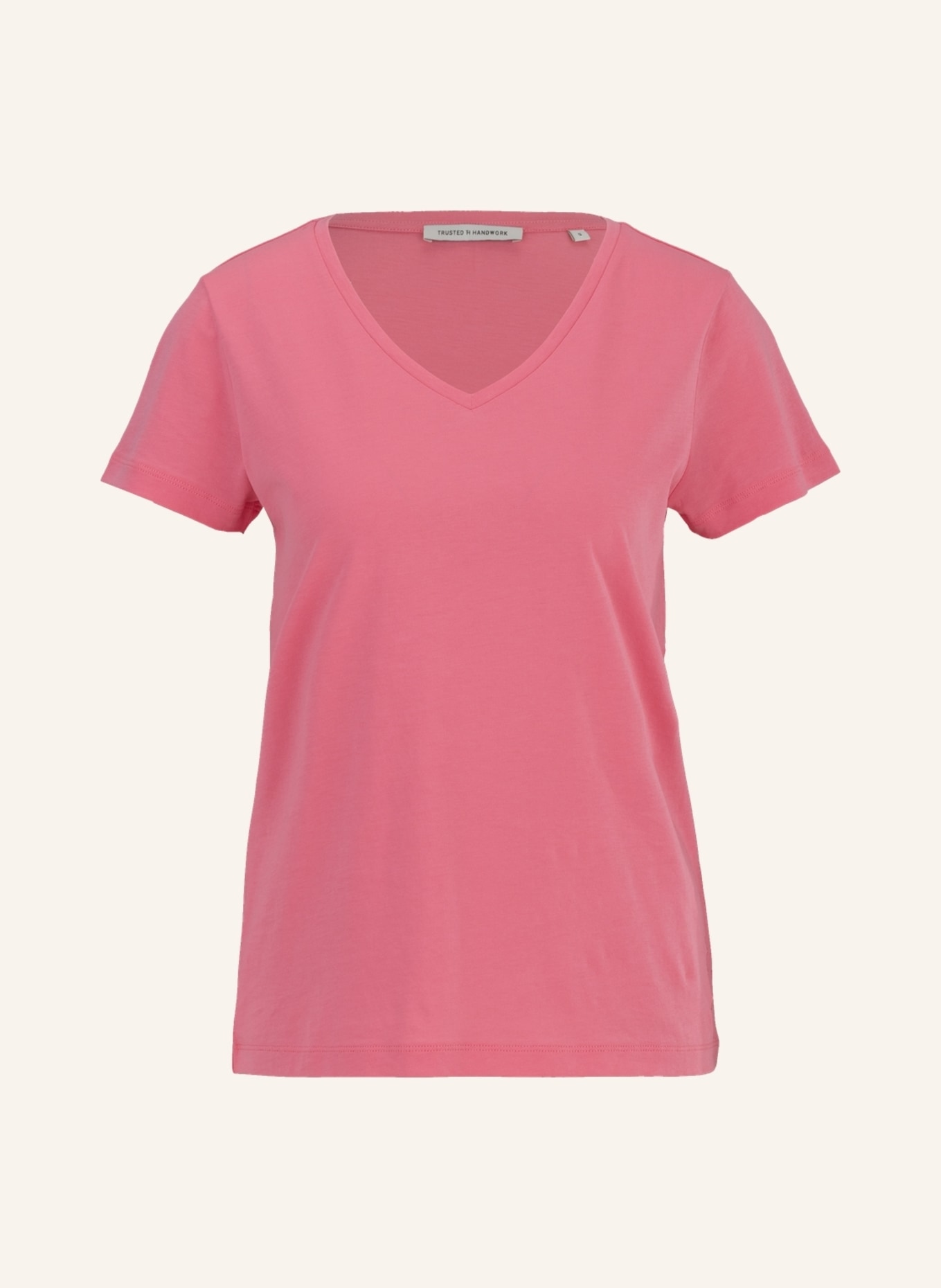 TRUSTED HANDWORK V-Neck 1/2-Sleeve T-Shirt, Farbe: PINK (Bild 1)