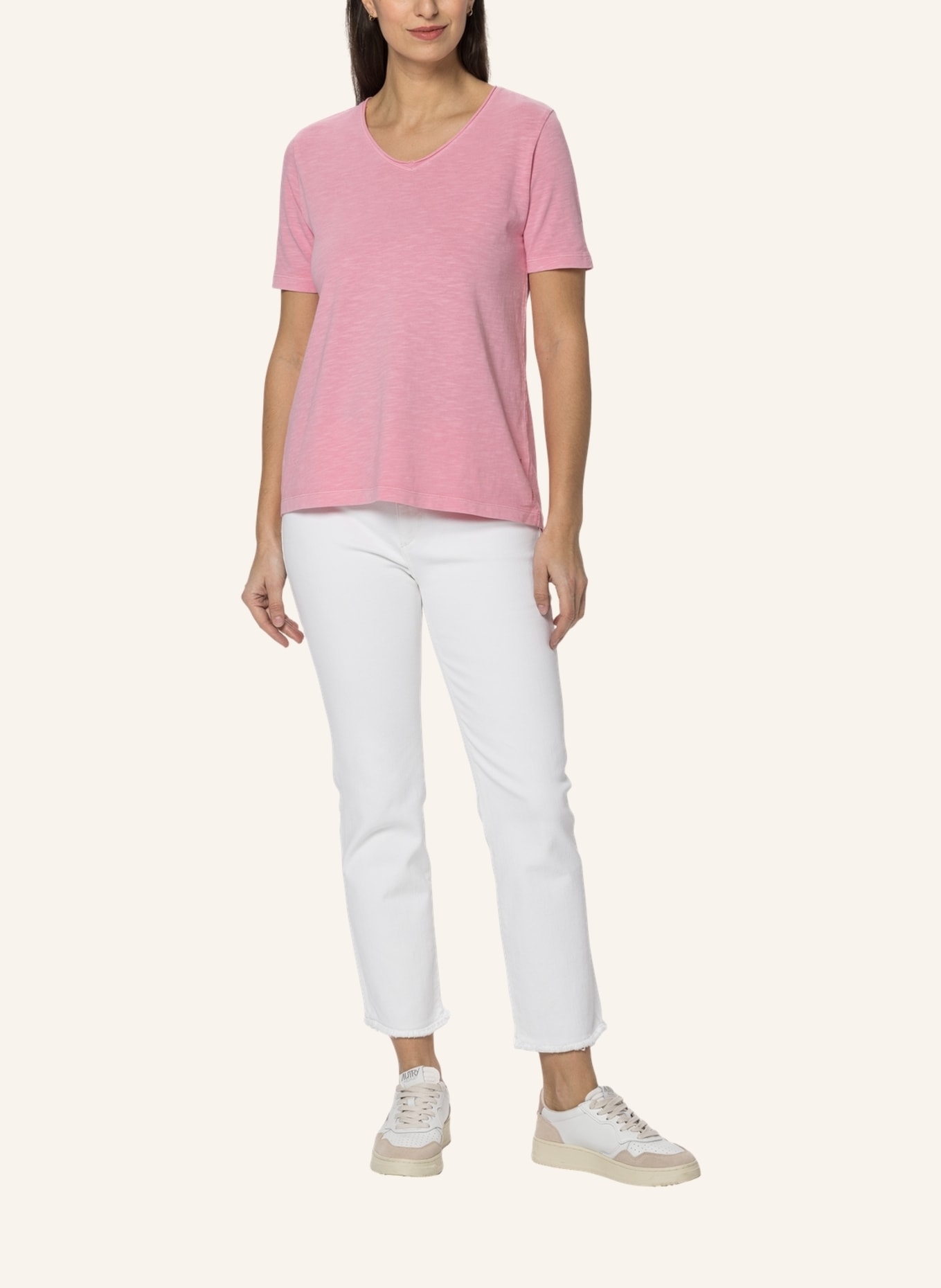 TRUSTED HANDWORK V-Neck 3/4-Sleeve T-Shirt with Open Edge, Farbe: PINK (Bild 7)