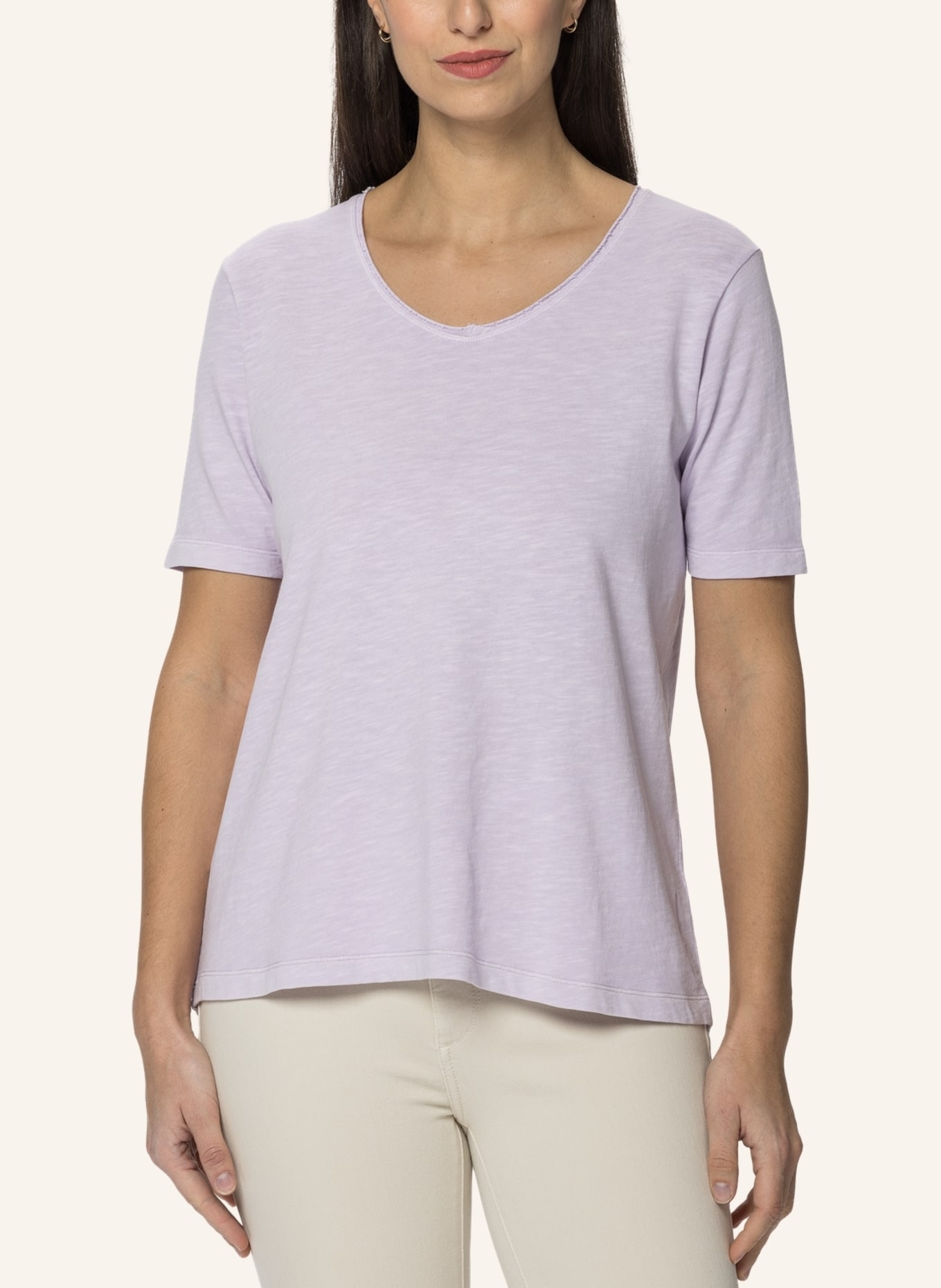 TRUSTED HANDWORK V-Neck 3/4-Sleeve T-Shirt with Open Edge, Farbe: LILA (Bild 6)