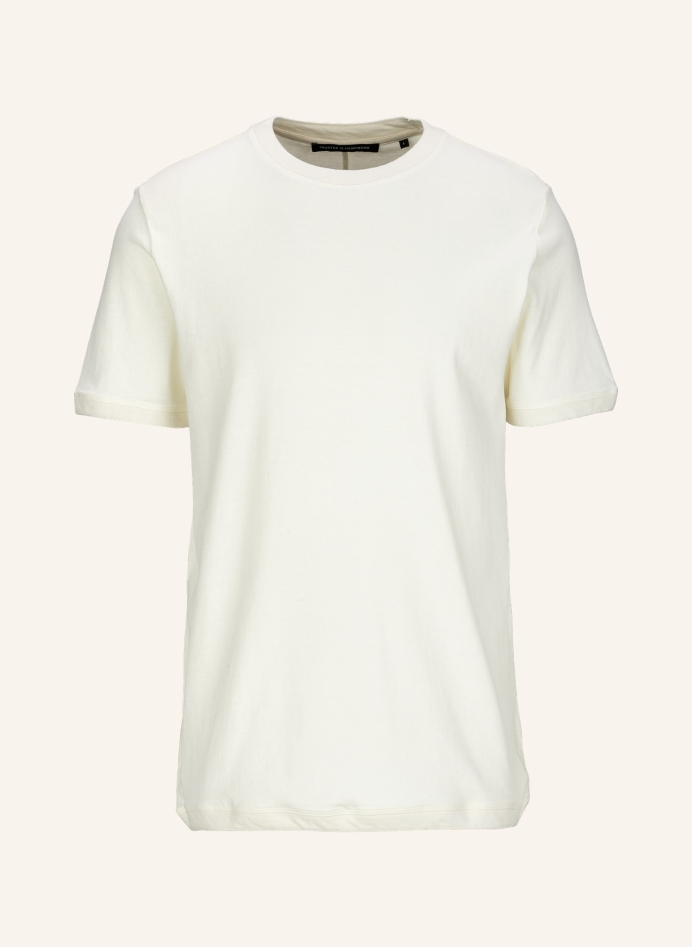 TRUSTED HANDWORK Round Neck 1/2-Sleeve T-Shirt with Flatknit Detail, Farbe: ECRU (Bild 1)