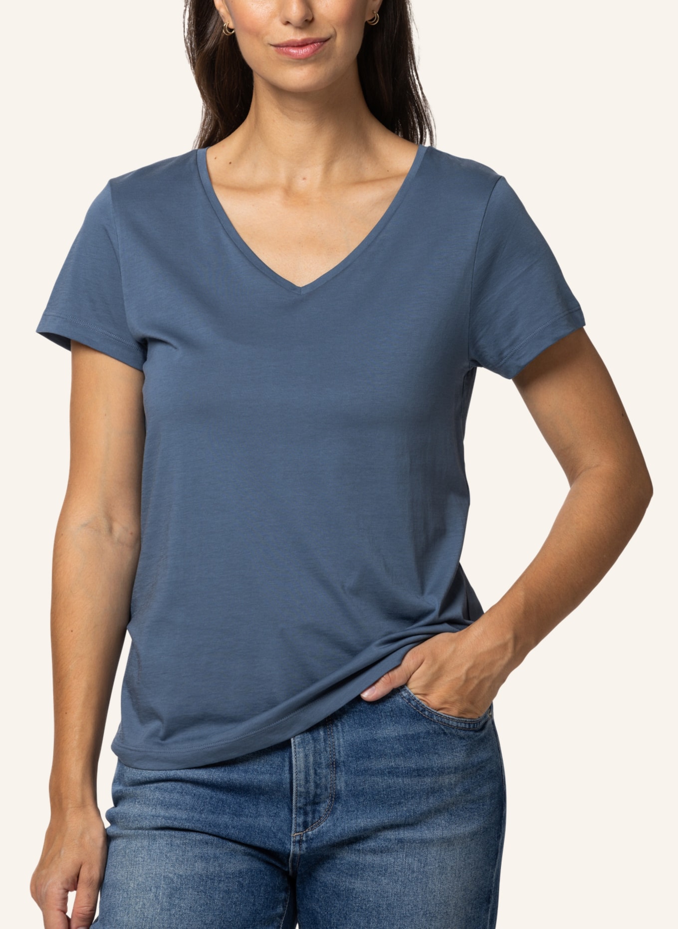 TRUSTED HANDWORK V-Neck 1/2-Sleeve T-Shirt, Farbe: BLAU (Bild 7)