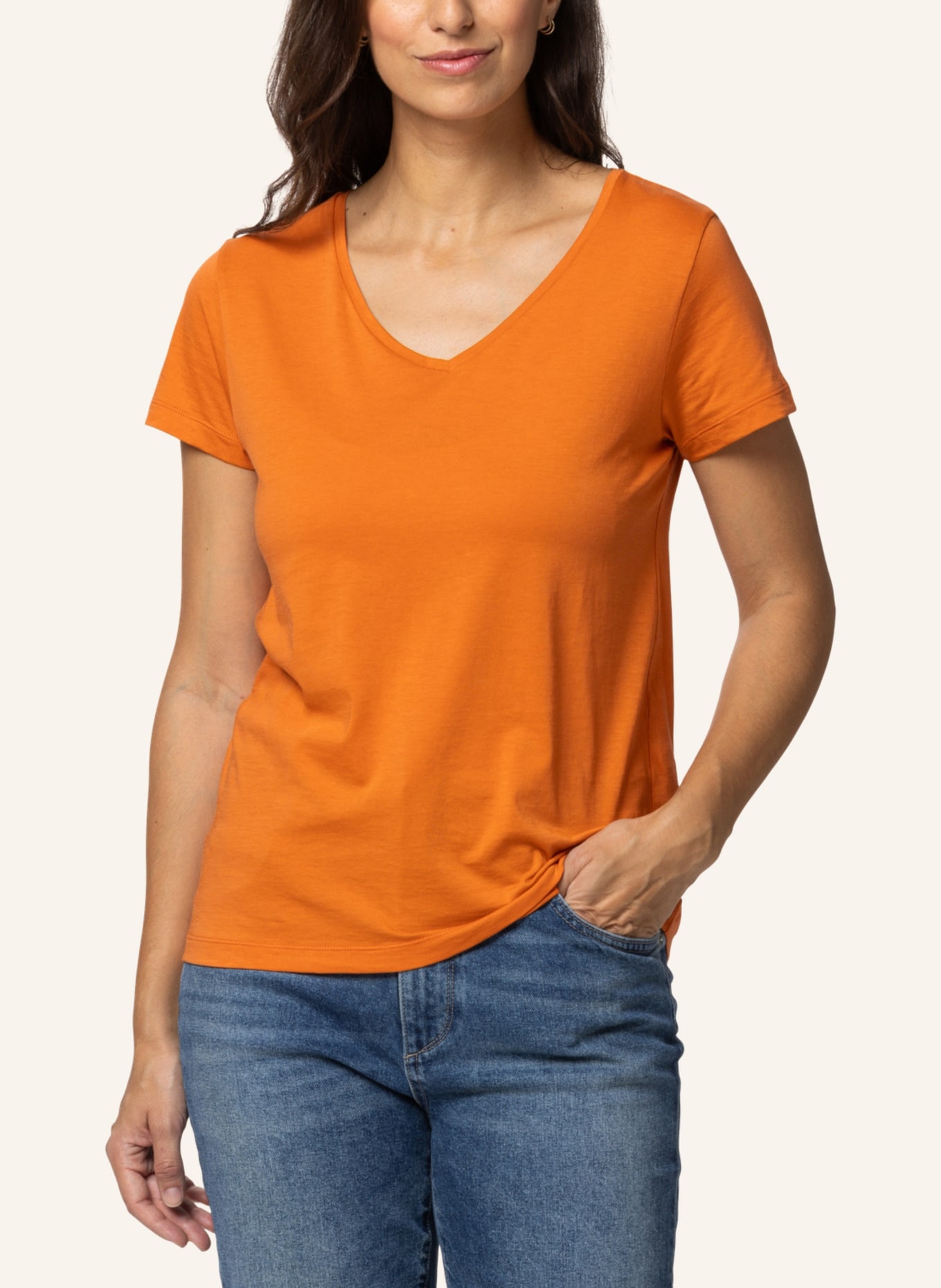 TRUSTED HANDWORK V-Neck 1/2-Sleeve T-Shirt, Farbe: ORANGE (Bild 7)