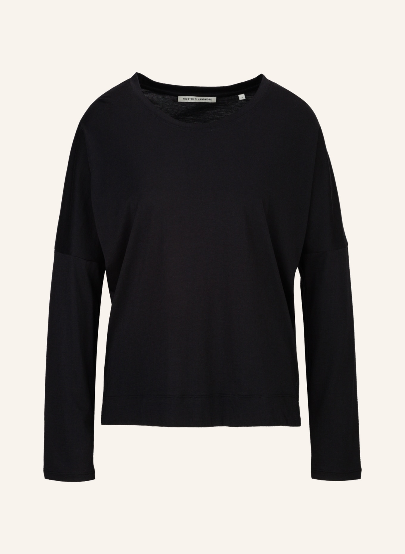 TRUSTED HANDWORK Round Neck 1/1-Sleeve T-Shirt w. Dropped Shoulder, Farbe: SCHWARZ (Bild 1)