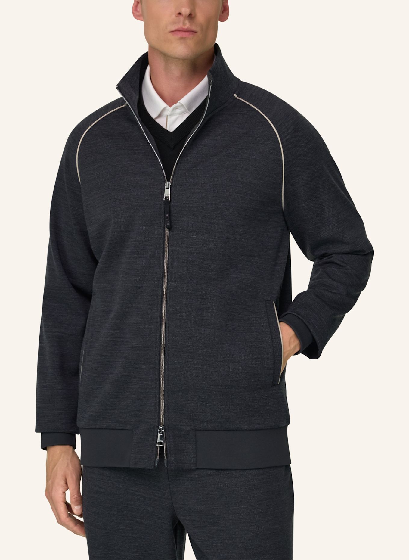 BOGGI MILANO Sweatjacke: DUNKELGRAU