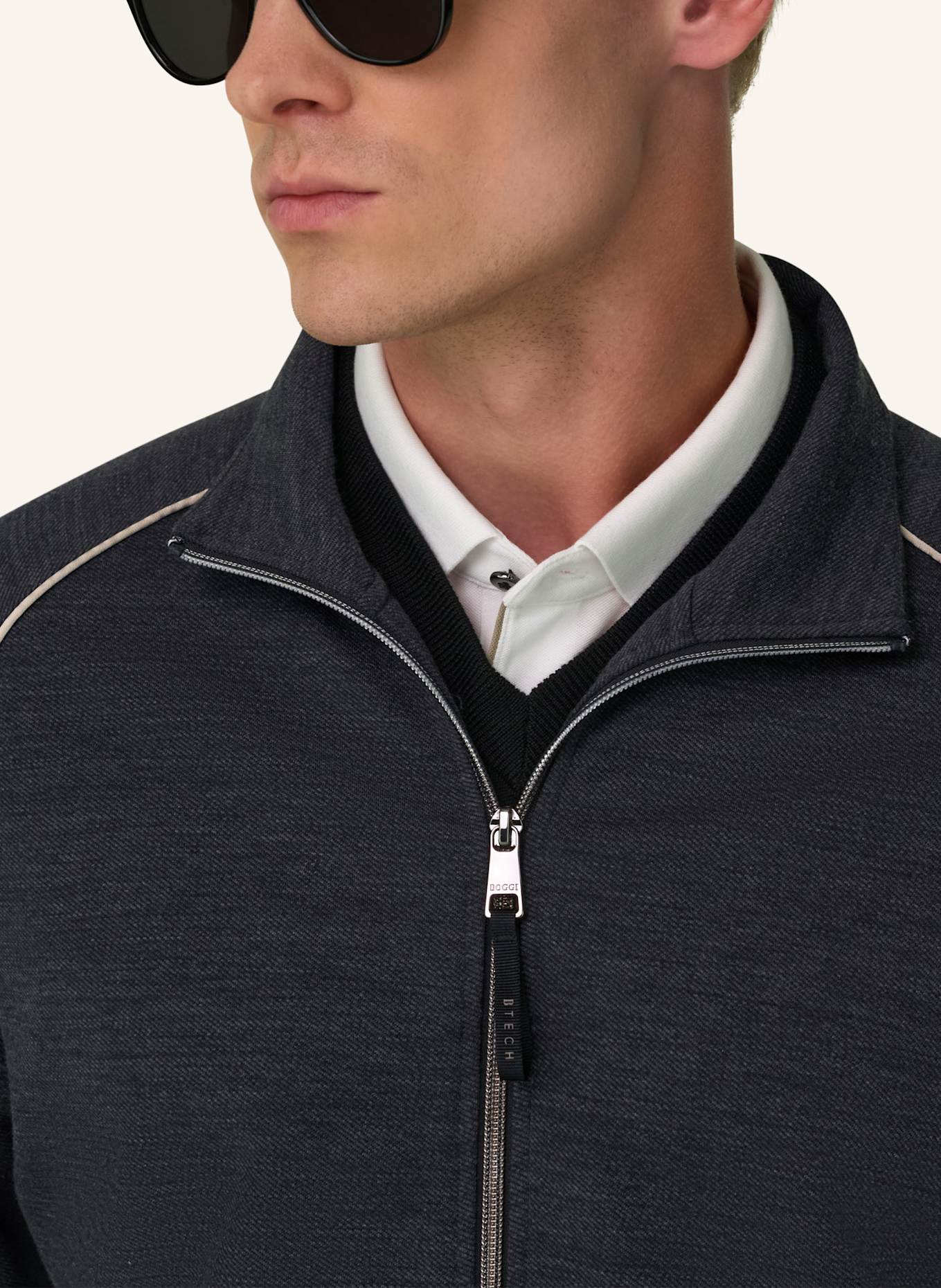 BOGGI MILANO Sweatjacke: DUNKELGRAU