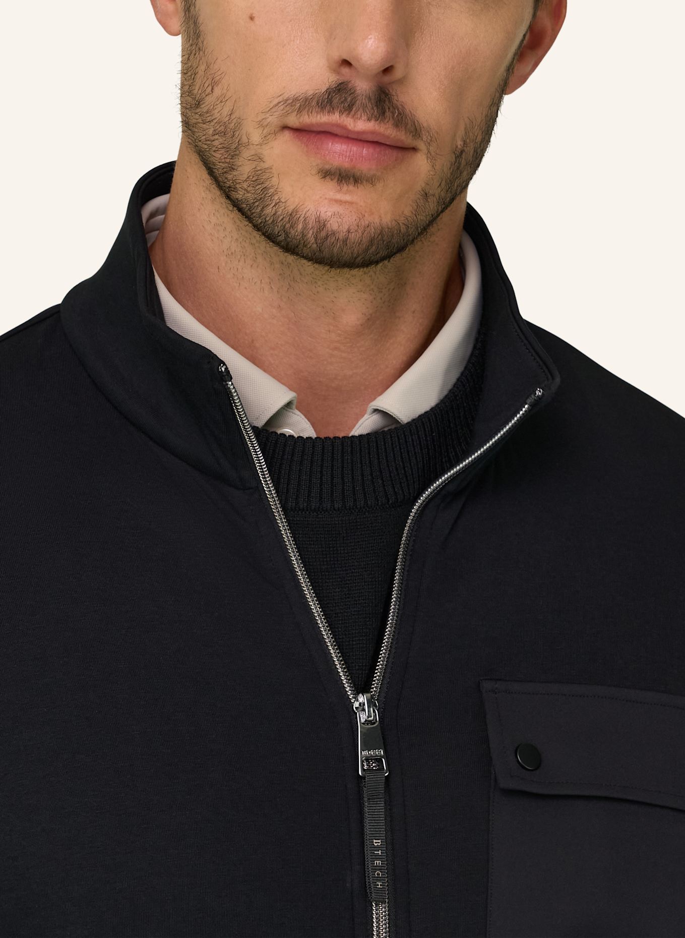 BOGGI MILANO Sweatjacke: SCHWARZ