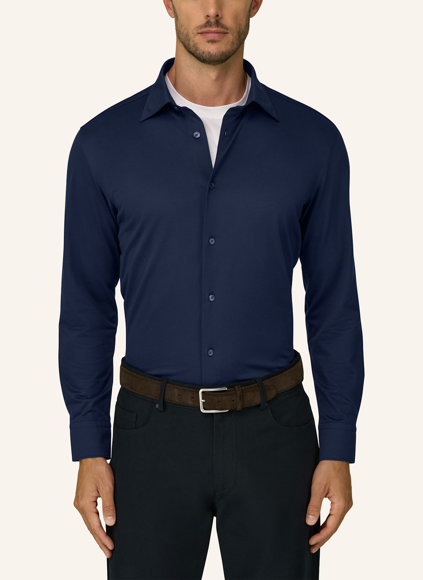 BOGGI MILANO Regular-Fit Jersey Shirt: BLUE