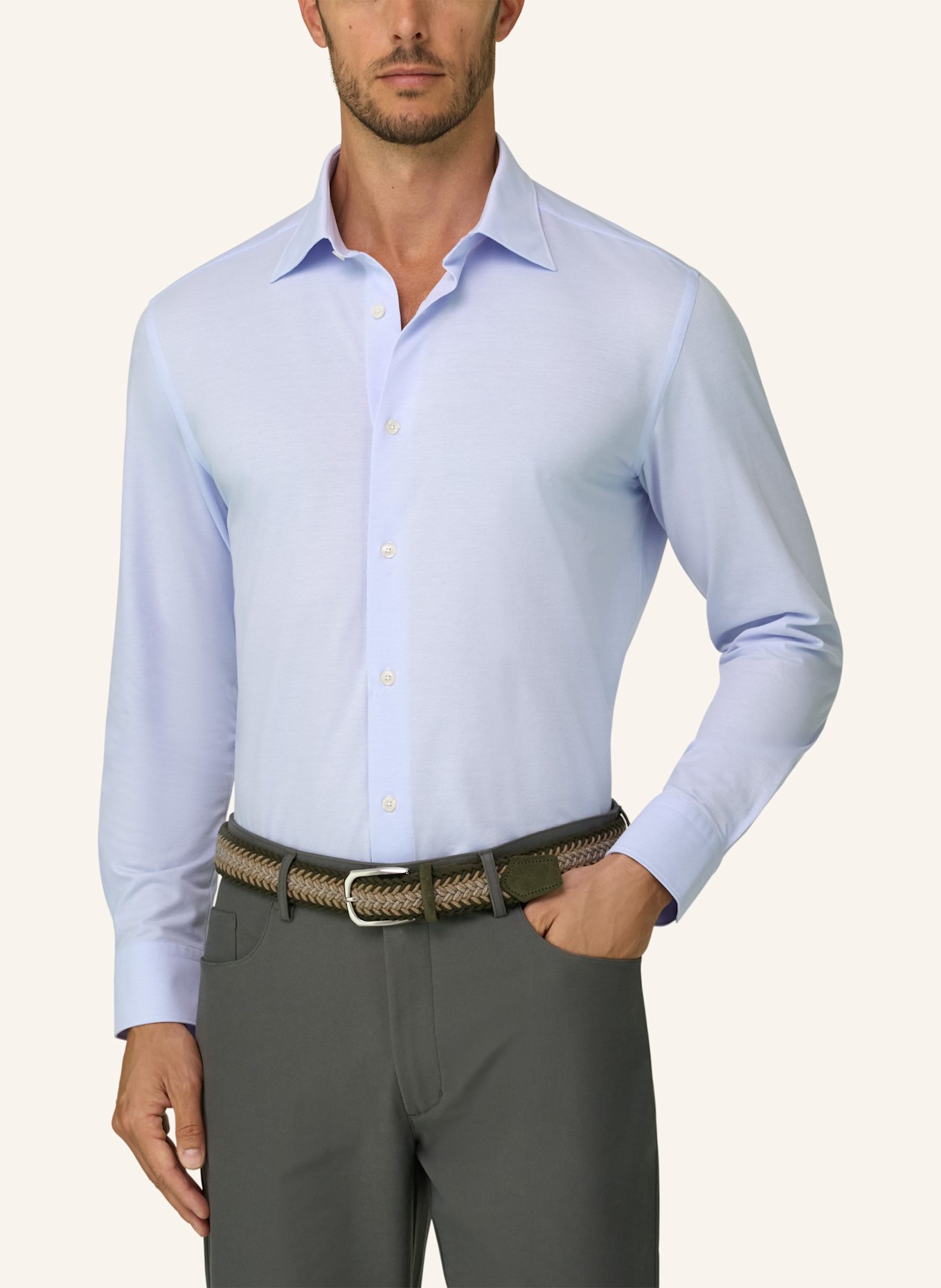 BOGGI MILANO Regular-Fit Jersey Shirt: LIGHT BLUE