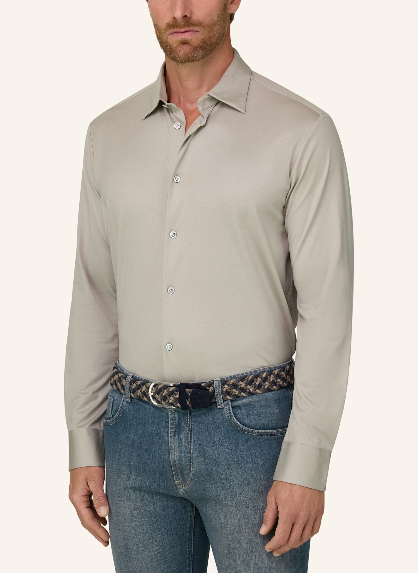 BOGGI MILANO Regular-Fit Jersey Shirt: BEIGE