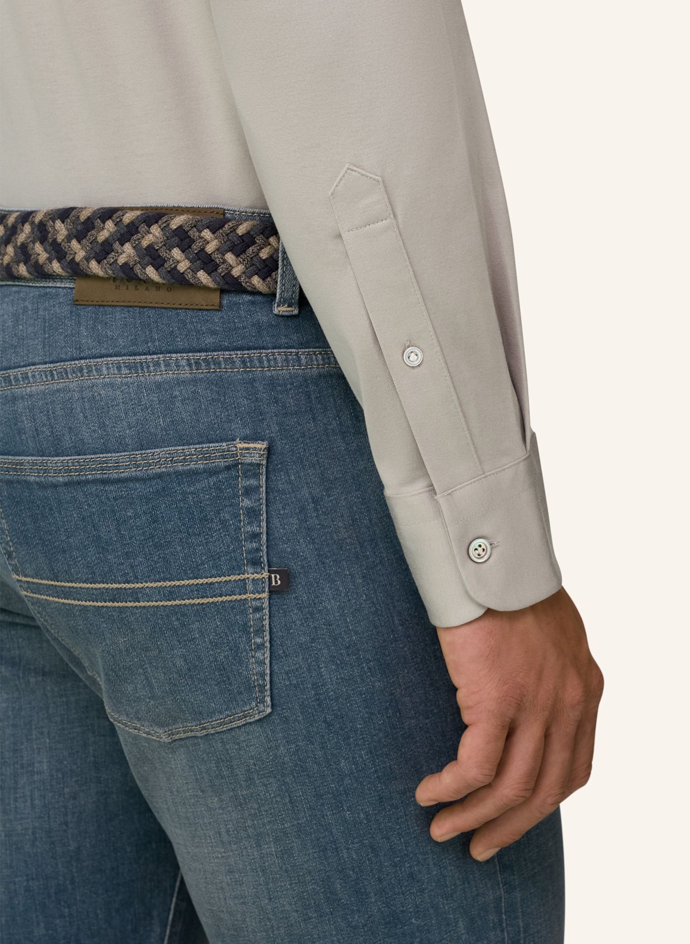 BOGGI MILANO Regular-Fit Jersey Shirt: BEIGE