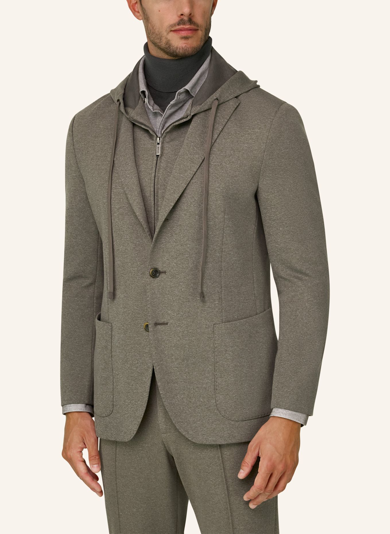 BOGGI MILANO Sweatshirt-Style Blazer: BROWN