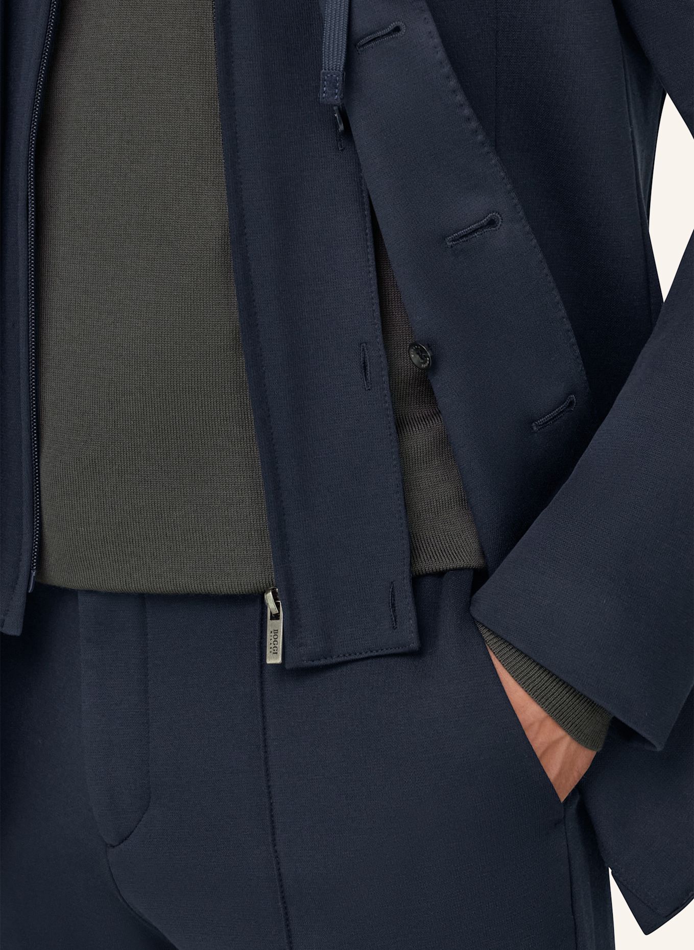 BOGGI MILANO Sweatshirt-style Blazer: DARK BLUE
