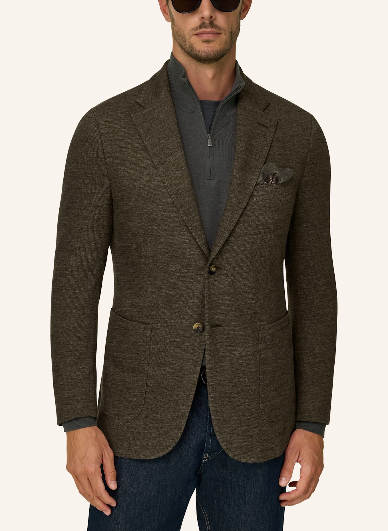 BOGGI MILANO Sweatshirt-Style Blazer: BROWN