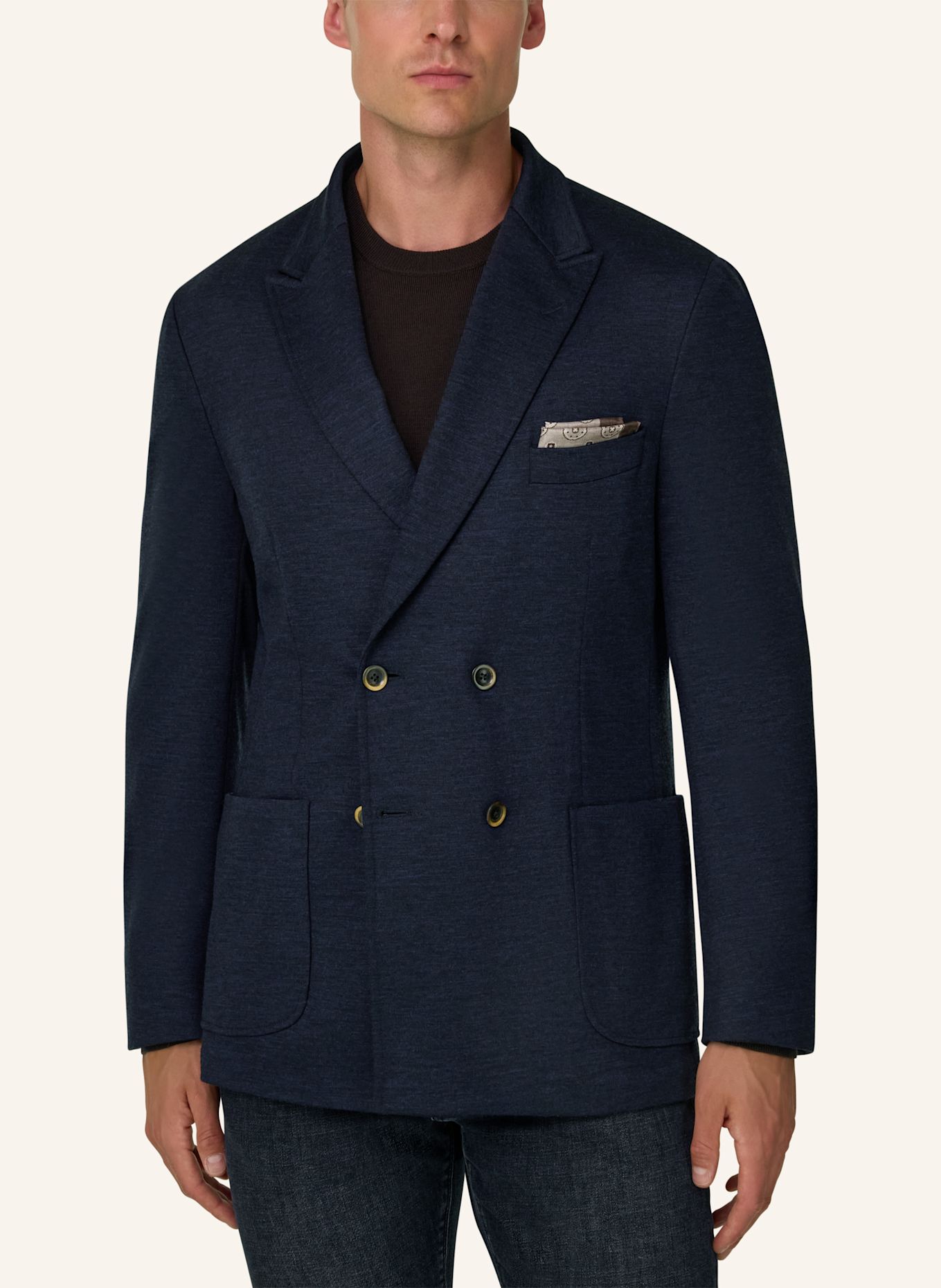 BOGGI MILANO Sweatshirt-Style Blazer: DARK BLUE