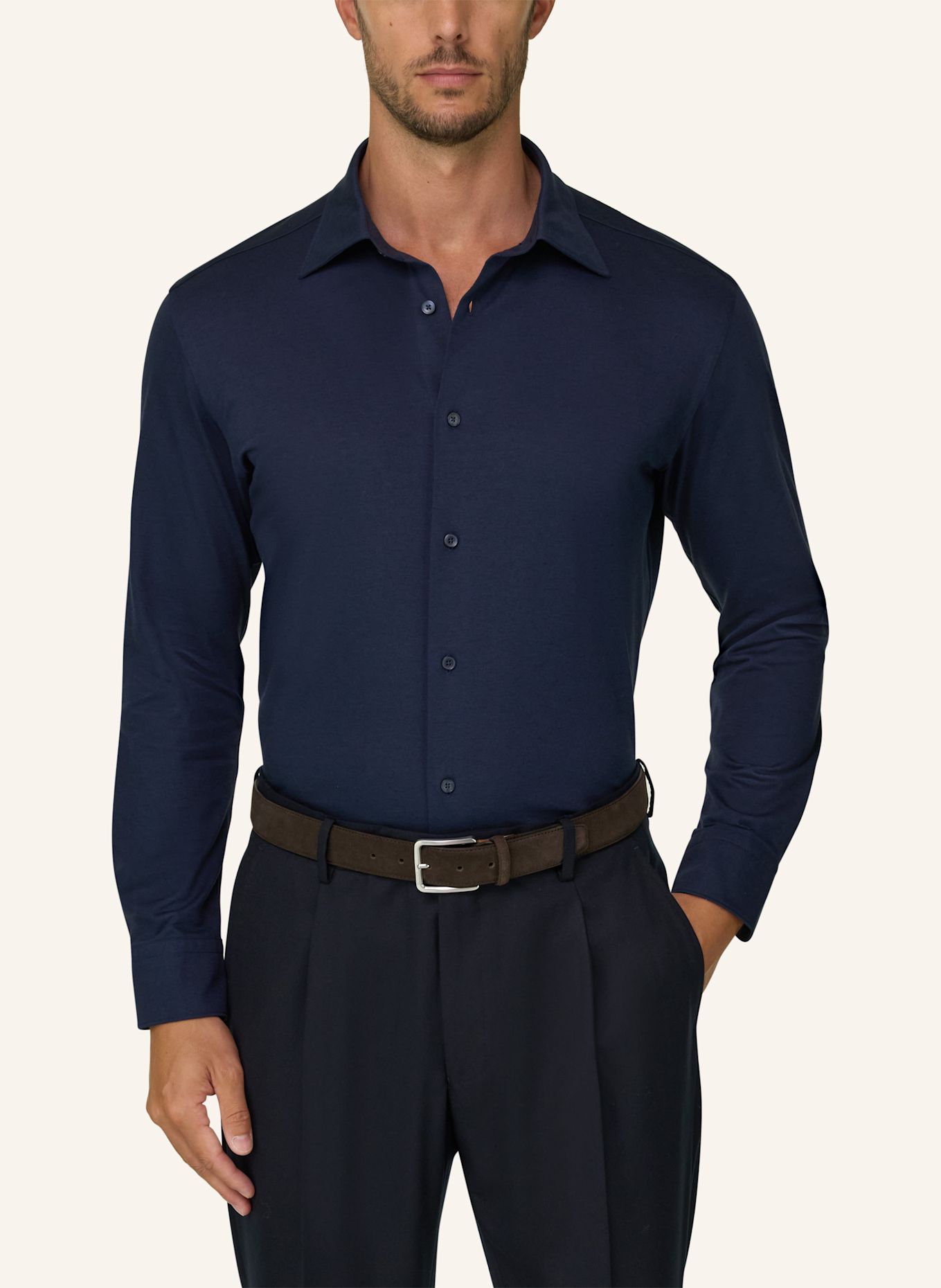 BOGGI MILANO Jerseyhemd Regular Fit: BLAU