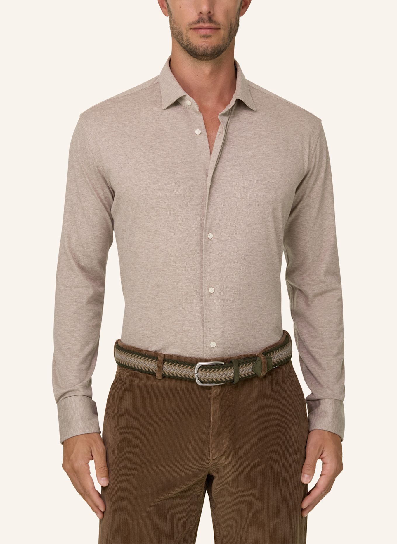 BOGGI MILANO Regular-Fit Jersey Shirt: BEIGE