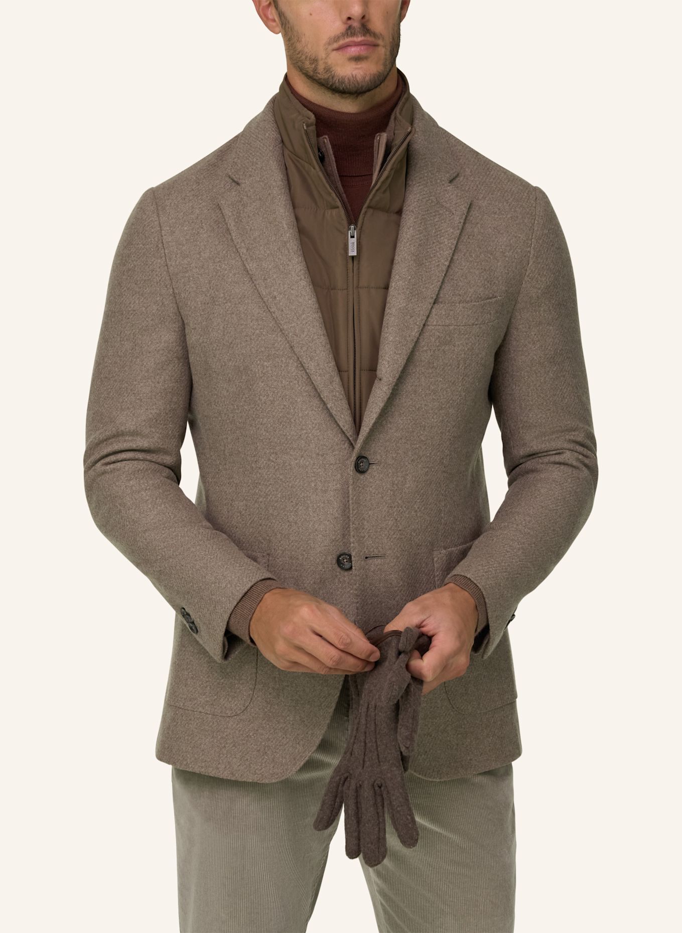 BOGGI MILANO Sweatshirt-Style Blazer: TAUPE