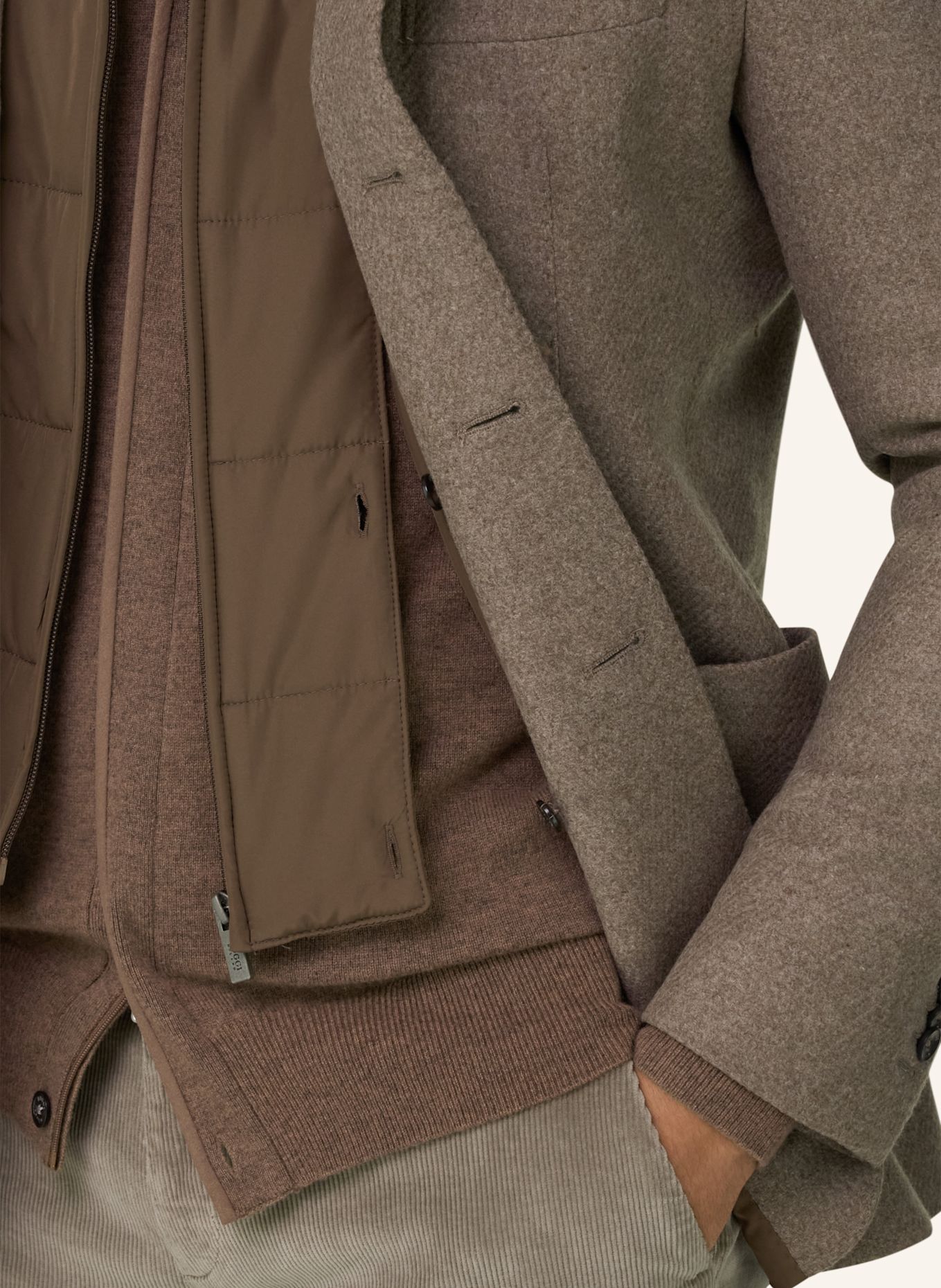 BOGGI MILANO Sweatshirt-Style Blazer: TAUPE