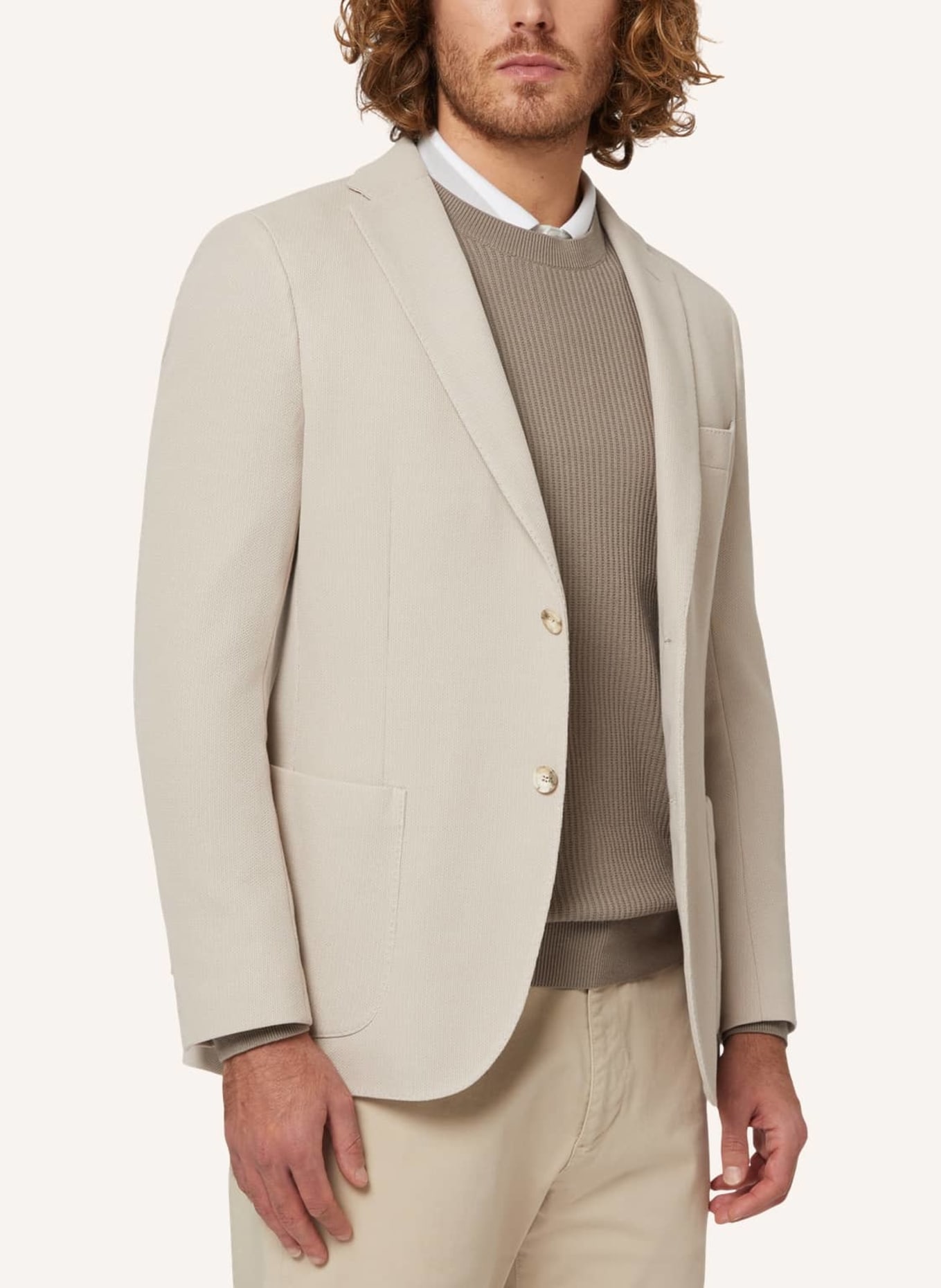 BOGGI MILANO Jersey-Sakko Regular Fit, Farbe: CREME (Bild 4)
