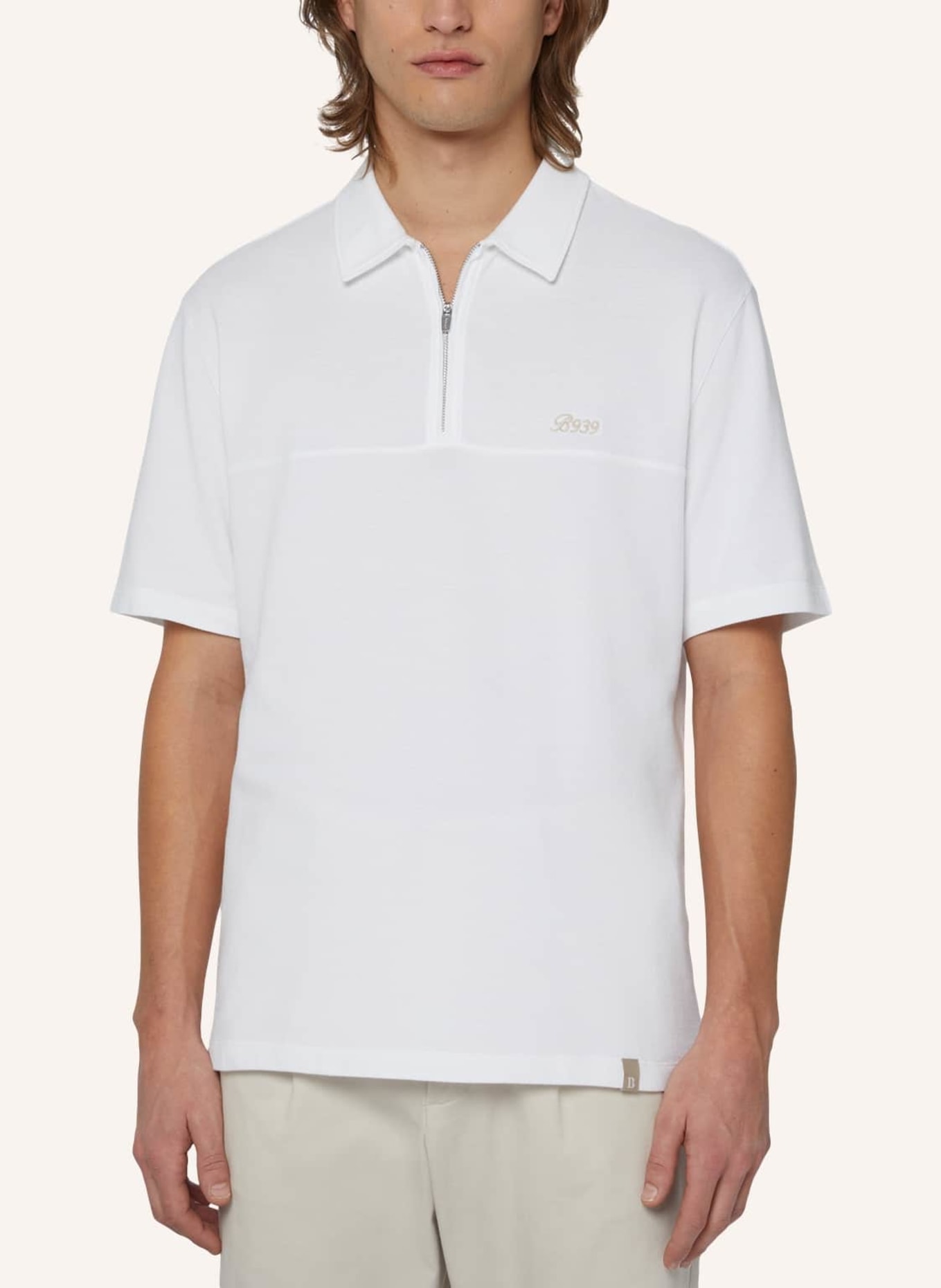 BOGGI MILANO Piqué-Poloshirt Relaxed Fit, Farbe: WEISS (Bild 4)