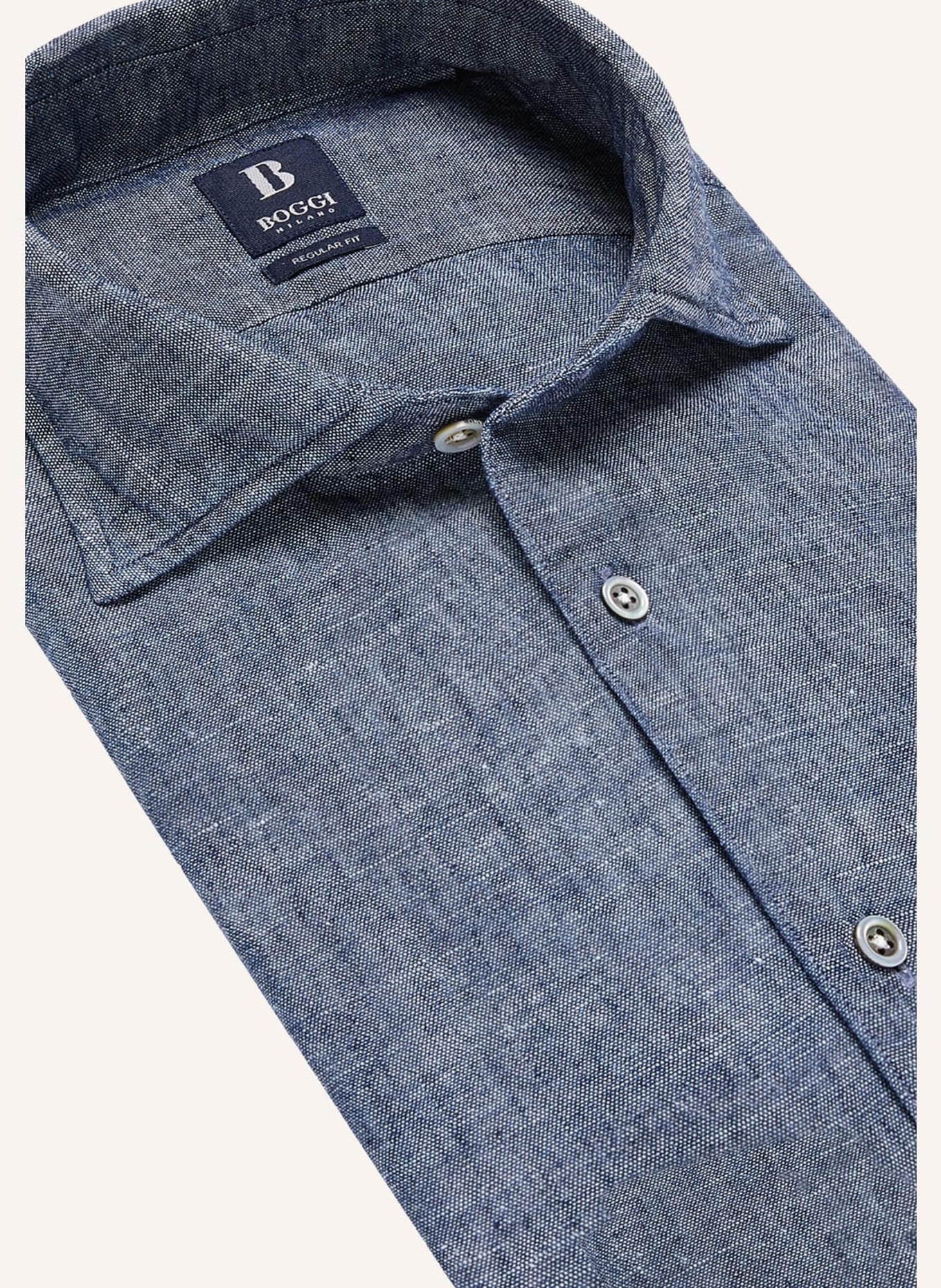 BOGGI MILANO Leinenhemd Regular Fit, Farbe: BLAU (Bild 4)