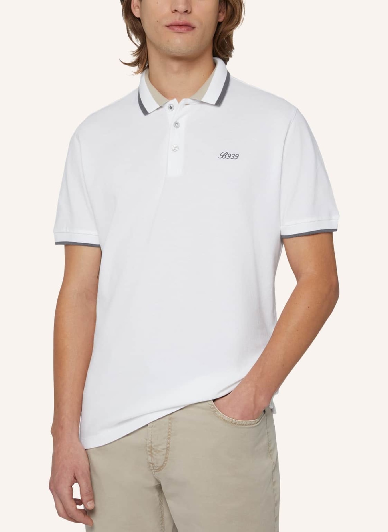 BOGGI MILANO Piqué-Poloshirt Regular Fit, Farbe: WEISS (Bild 4)